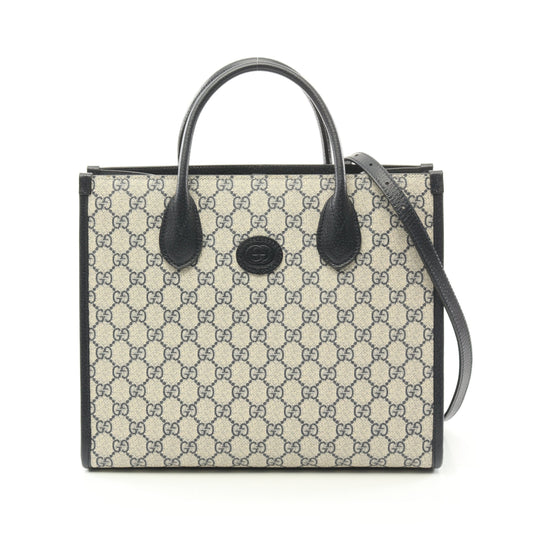 Luxury Gucci Trending 2025 GG Supreme Handbag Tote bag Apple PVC Leather Beige Navy 2WAY