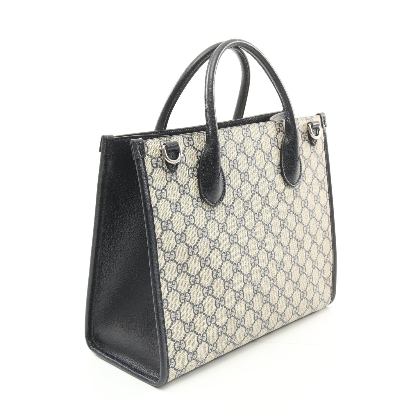 Luxury Gucci Trending 2025 GG Supreme Handbag Tote bag Apple PVC Leather Beige Navy 2WAY