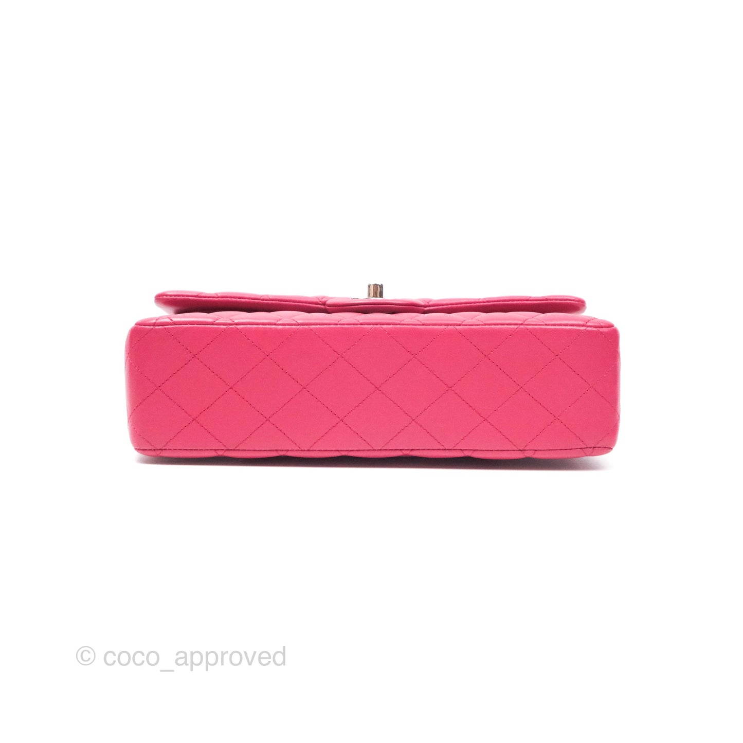 Chanel Classic M/L Medium Flap Quilted Dark Pink Lambskin Silver Hardware