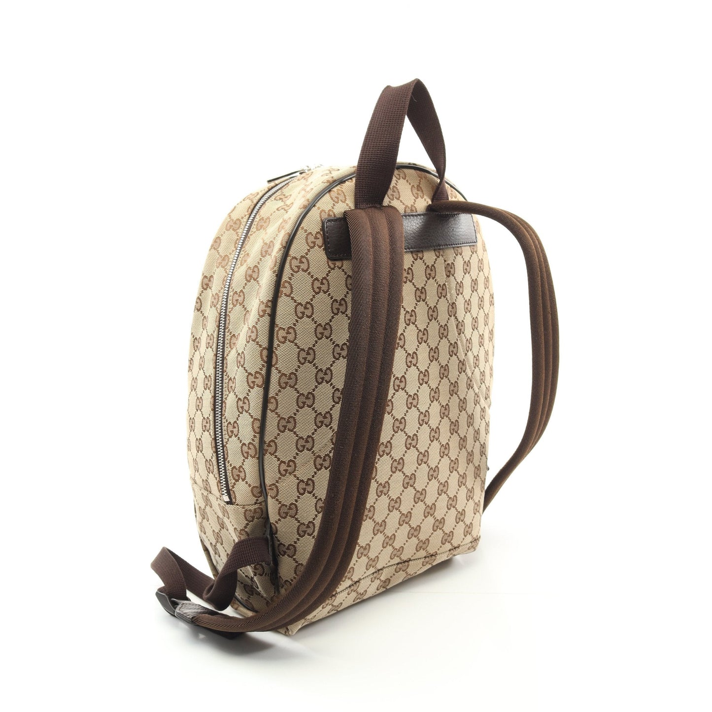 Luxury Gucci Trending 2025 GG canvas Backpack Rucksack Canvas Leather Beige Dark brown