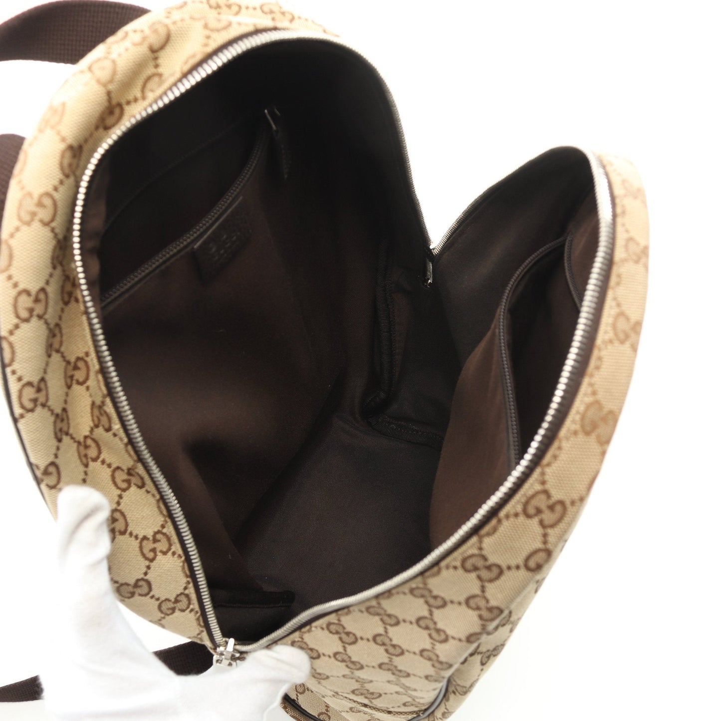 Luxury Gucci Trending 2025 GG canvas Backpack Rucksack Canvas Leather Beige Dark brown