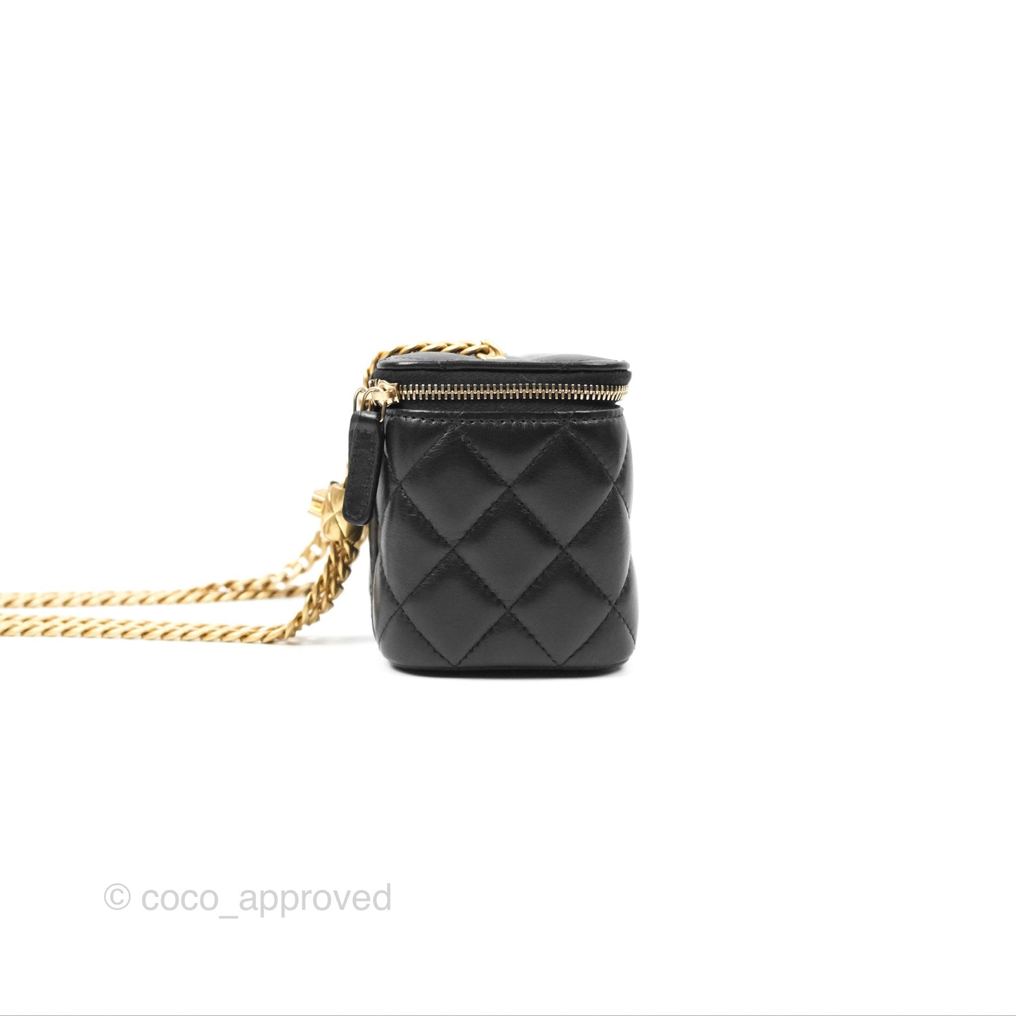 Chanel All Slide Vanity with Adjustable Chain Black Lambskin Aged Gold Hardware