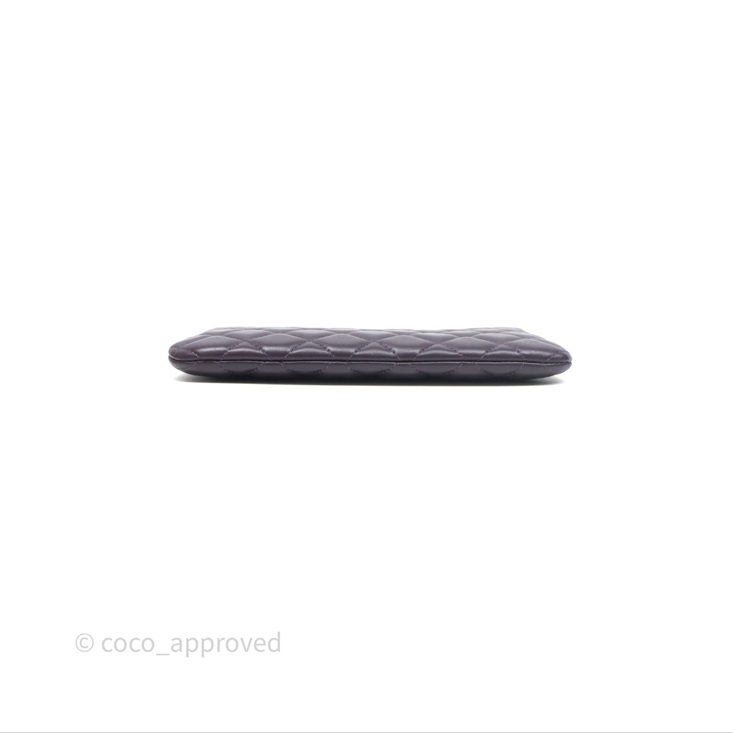 Chanel Quilted Small O Case Dark Purple Lambskin Silver Hardware