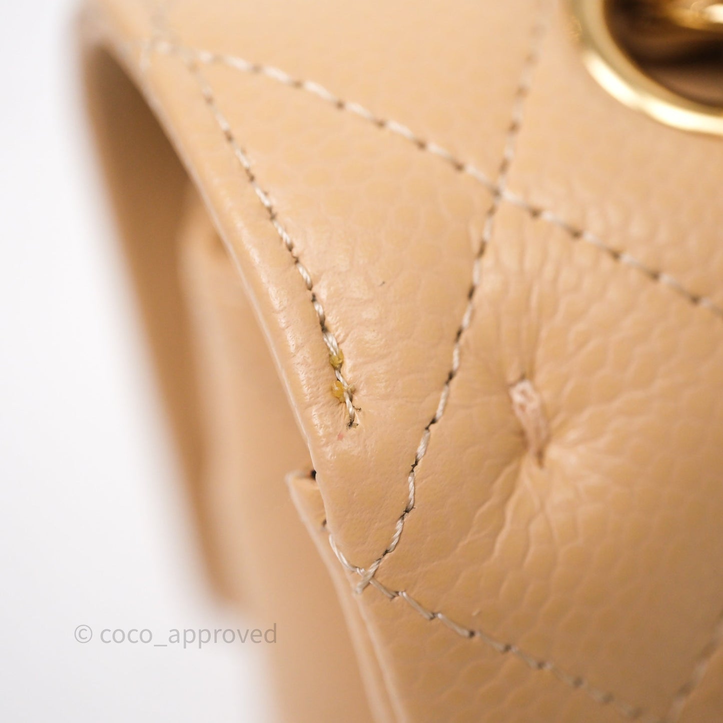 Chanel Classic M/L Medium Flap Quilted Beige Caviar Gold Hardware