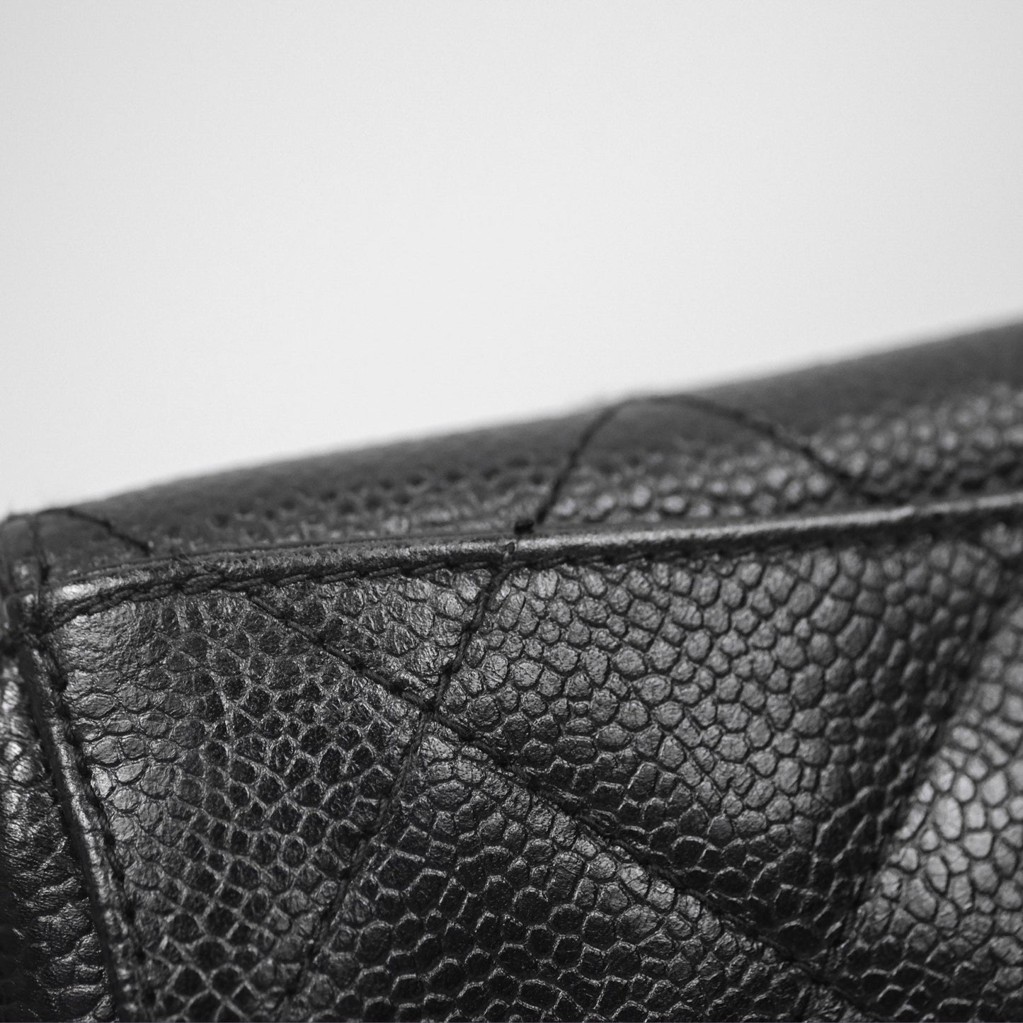 Chanel Vintage Quilted Shoulder Bag Black Caviar 24K Gold Hardware