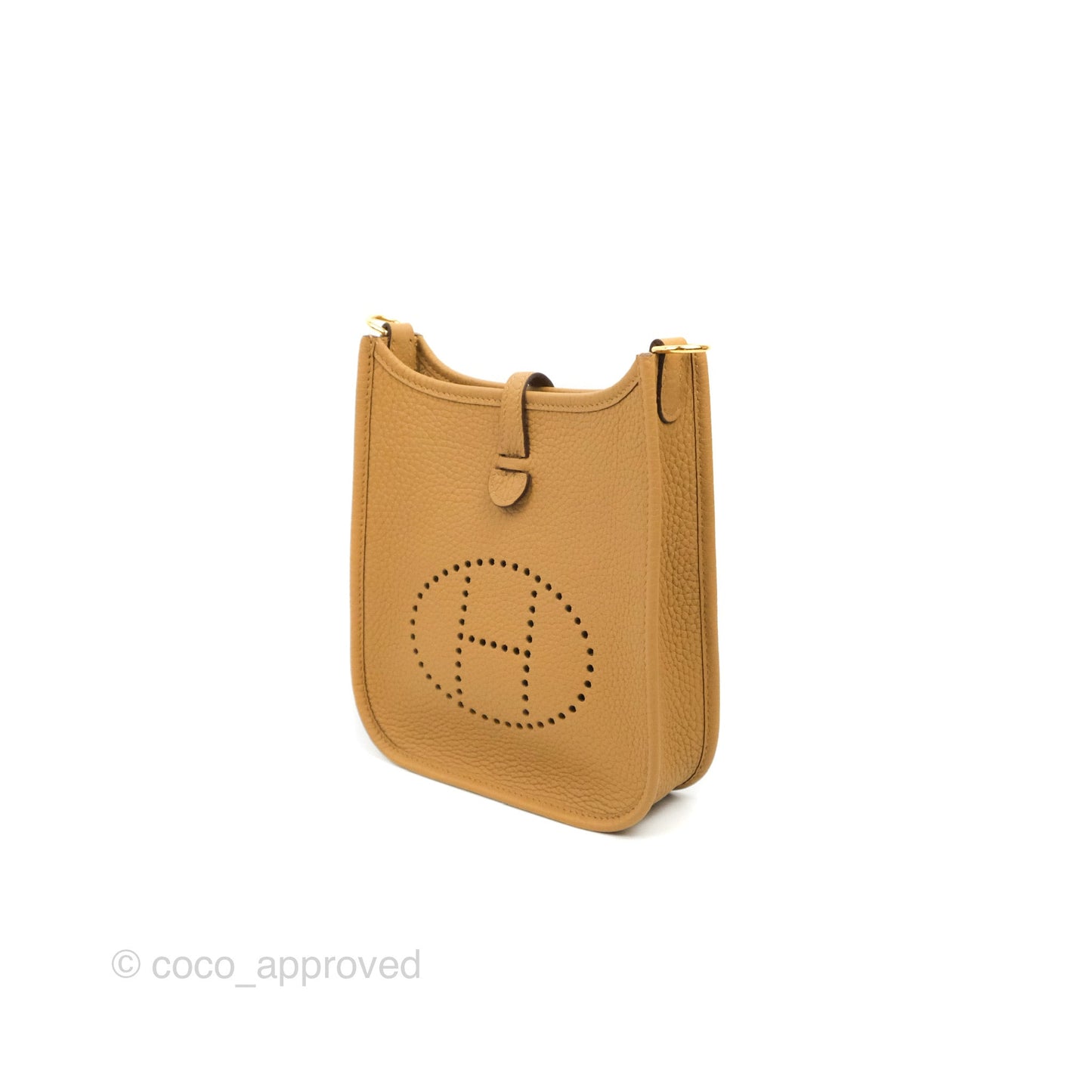 Hermès Mini Evelyne 16 Biscuit 48 Camel Clemence Gold Hardware