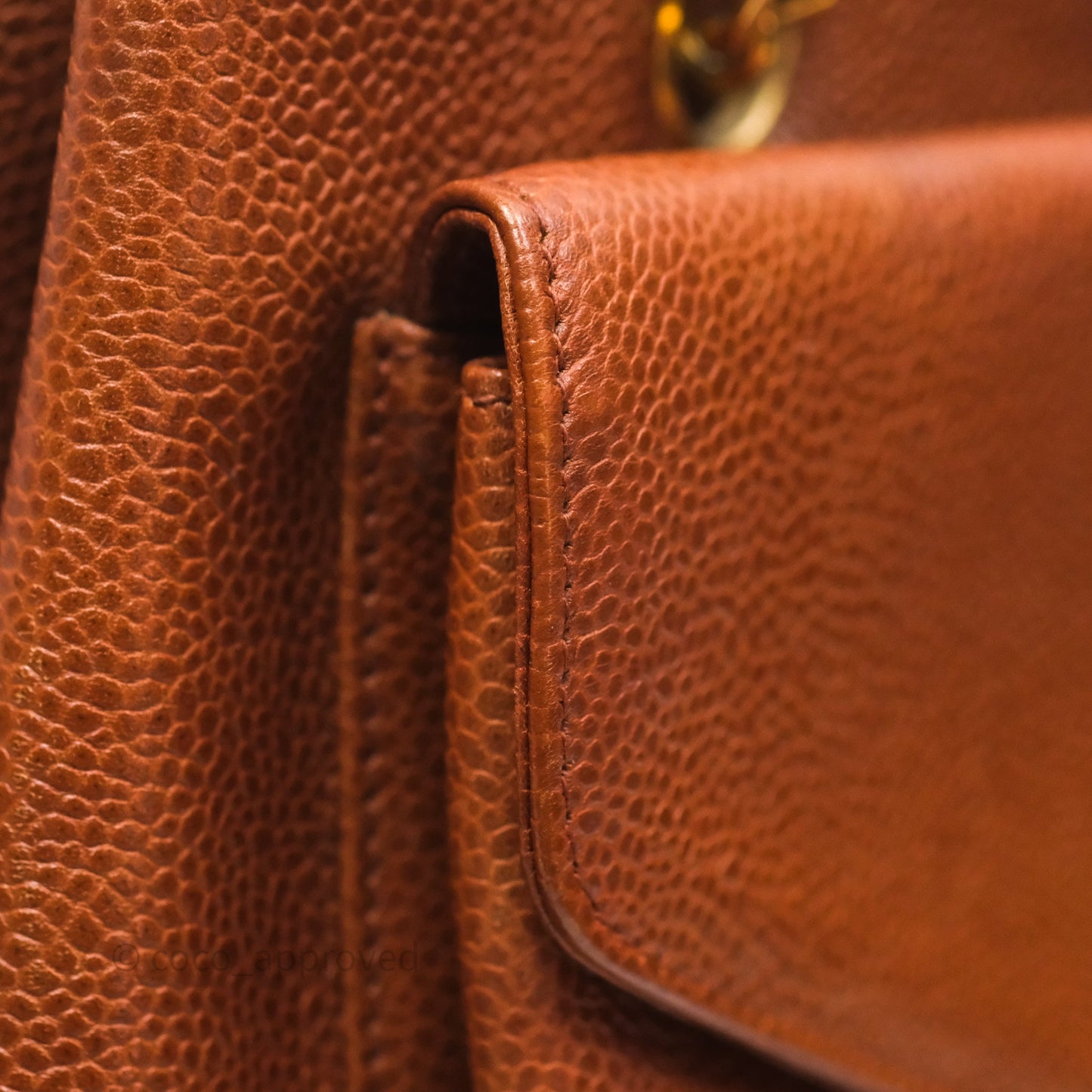 Chanel Vintage Tote Caramel Caviar 24K Gold Hardware