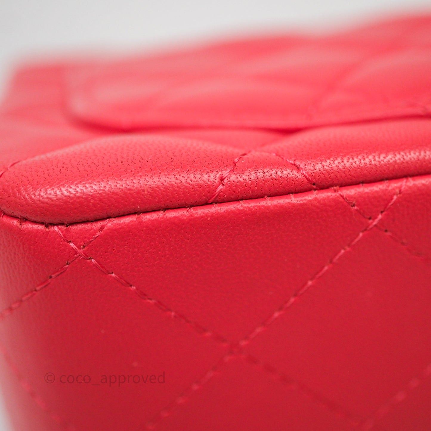 Chanel Mini Square Quilted Red Lambskin Aged Gold Hardware
