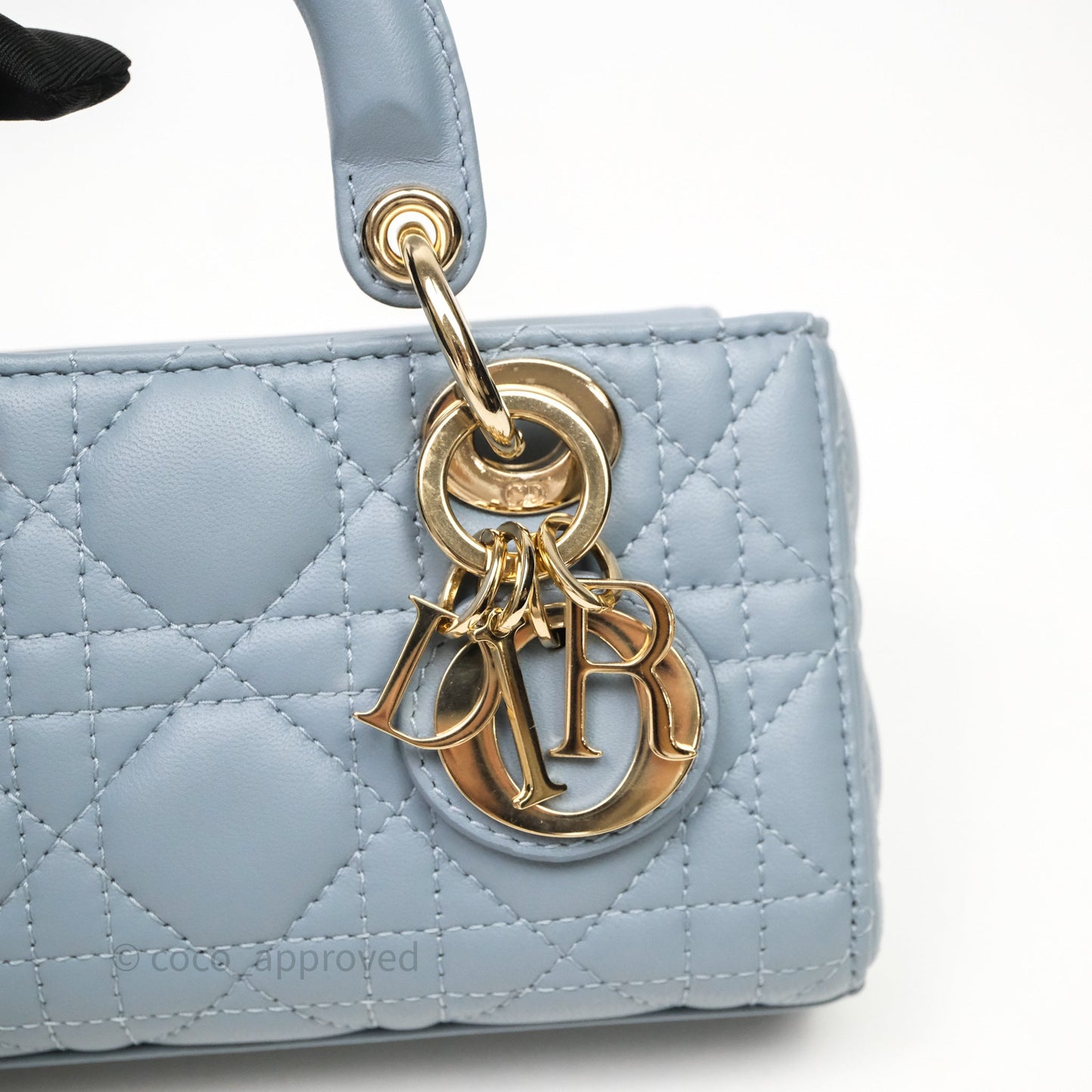 Christian Dior Micro Lady D-Joy Bag Blue Cannage Lambskin Light Gold Hardware