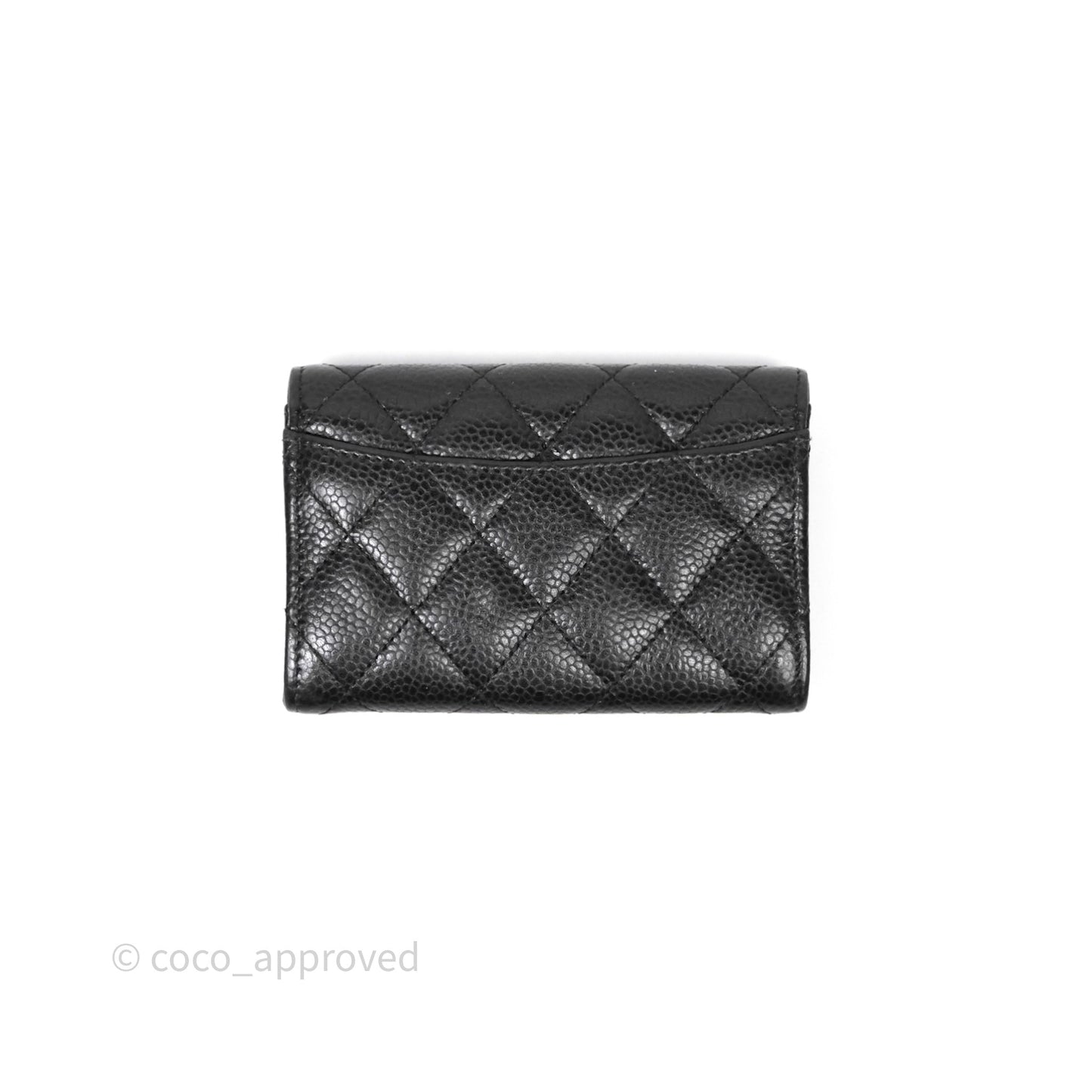 Chanel Quilted Flap Card Holder Black Caviar Silver Hardware