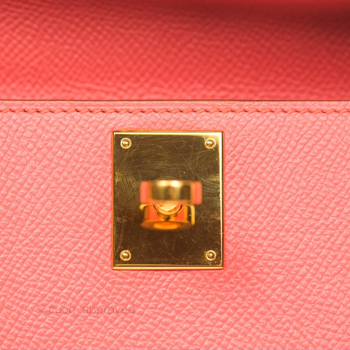 Hermes Kelly Cut Clutch Pochette Flamingo Epsom Gold Hardware