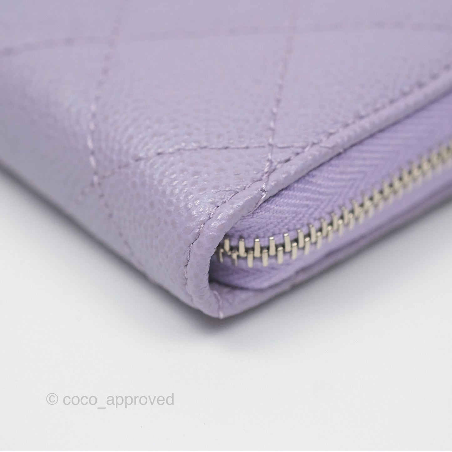 Chanel Classic Zipped Coin Purse Lilac Caviar Silver Hardware