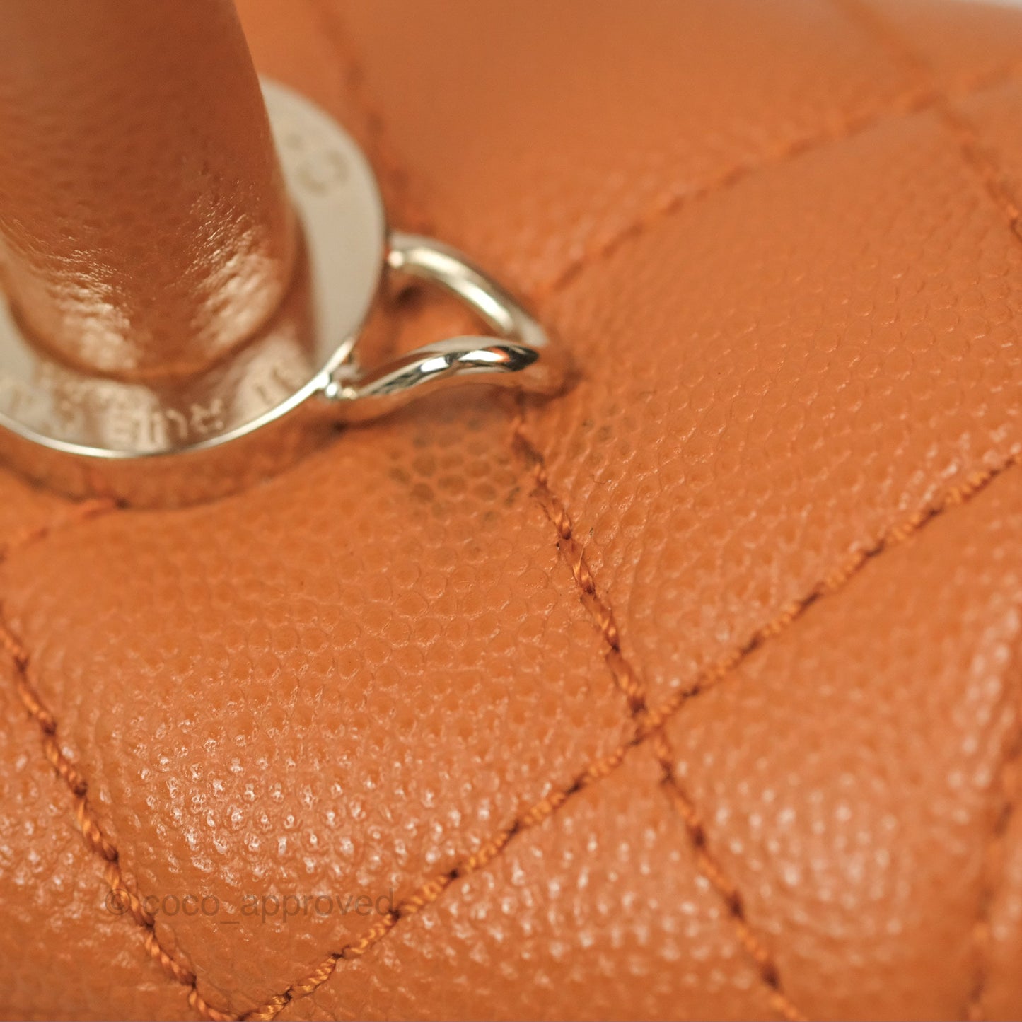 Chanel Small Coco Handle Quilted Caramel Caviar Gold Hardware 21A