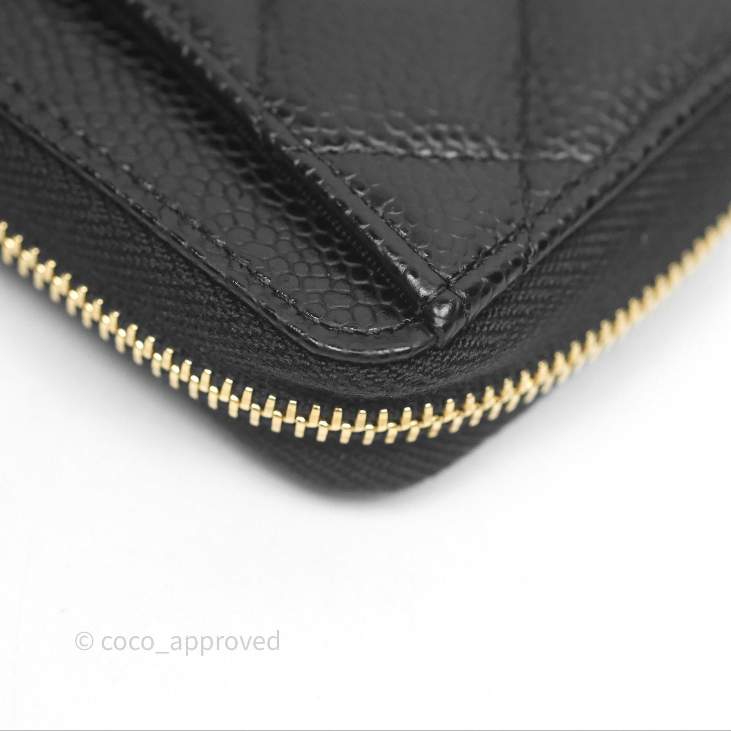 Chanel Quilted Zip Card Holder Black Caviar Gold Hardware