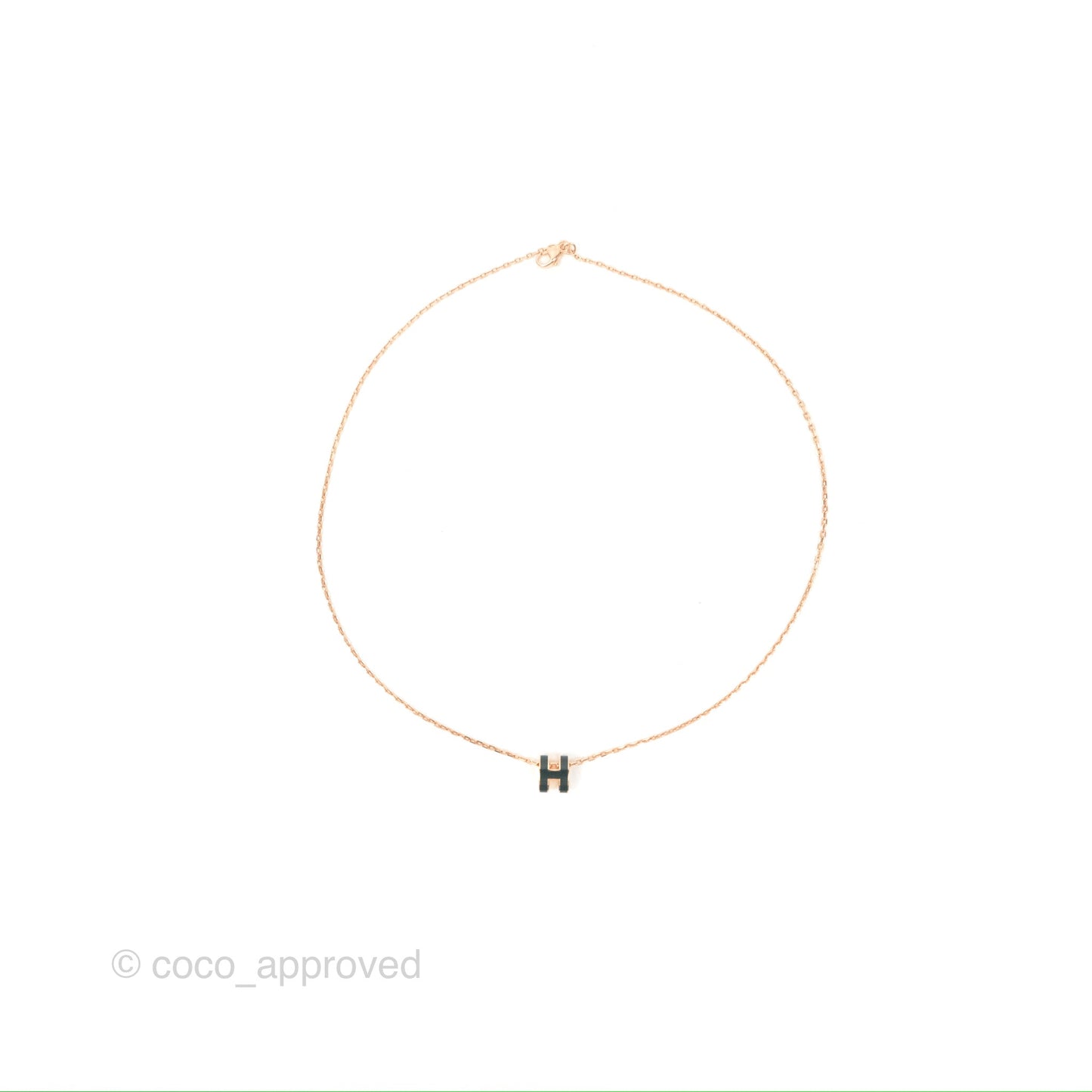 Hermès Mini Pop H Pendant Necklace Vert Cypres Rose Gold Hardware