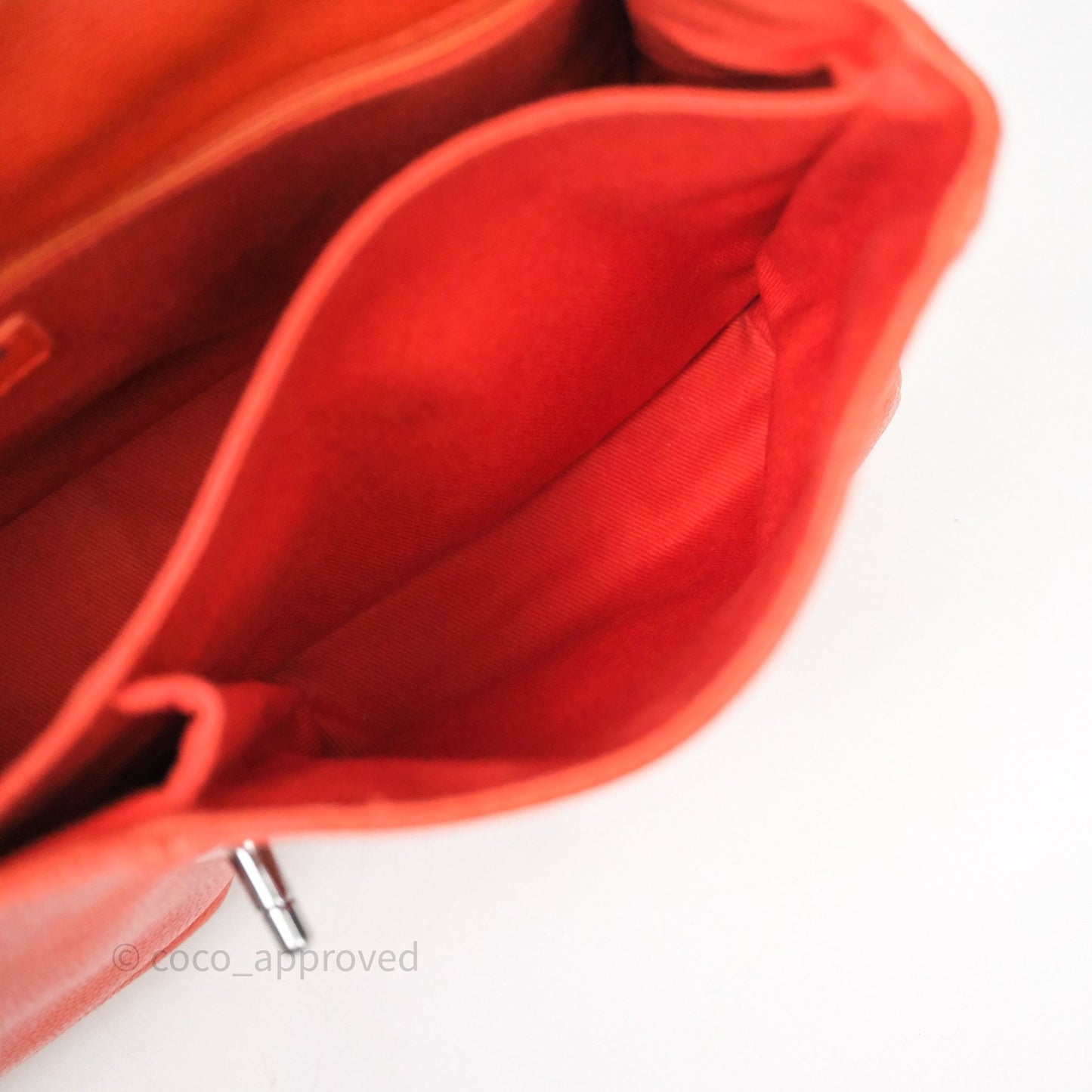 Chanel Flap Bag Caviar Orange Silver Hardware
