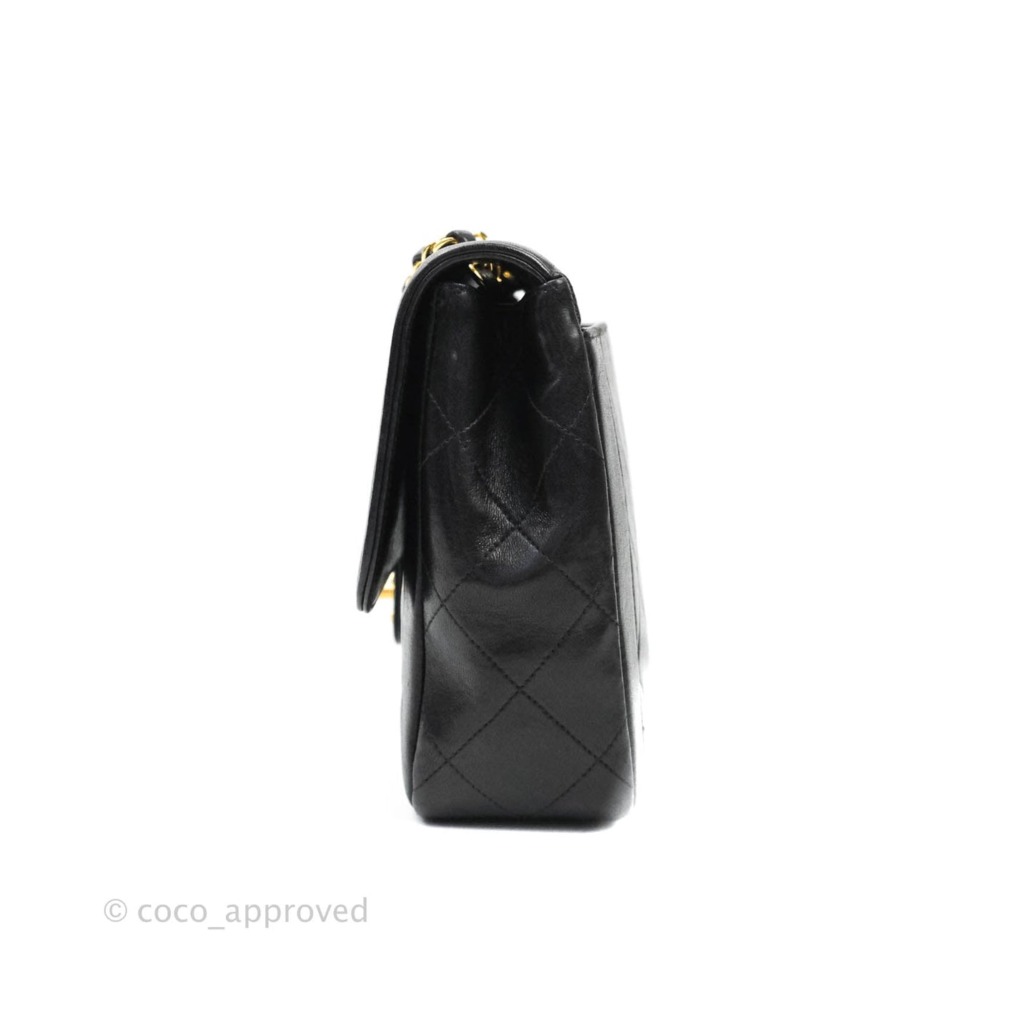 Chanel Vintage Quilted Medium Flap Bag Black Lambskin 24K Gold Hardware