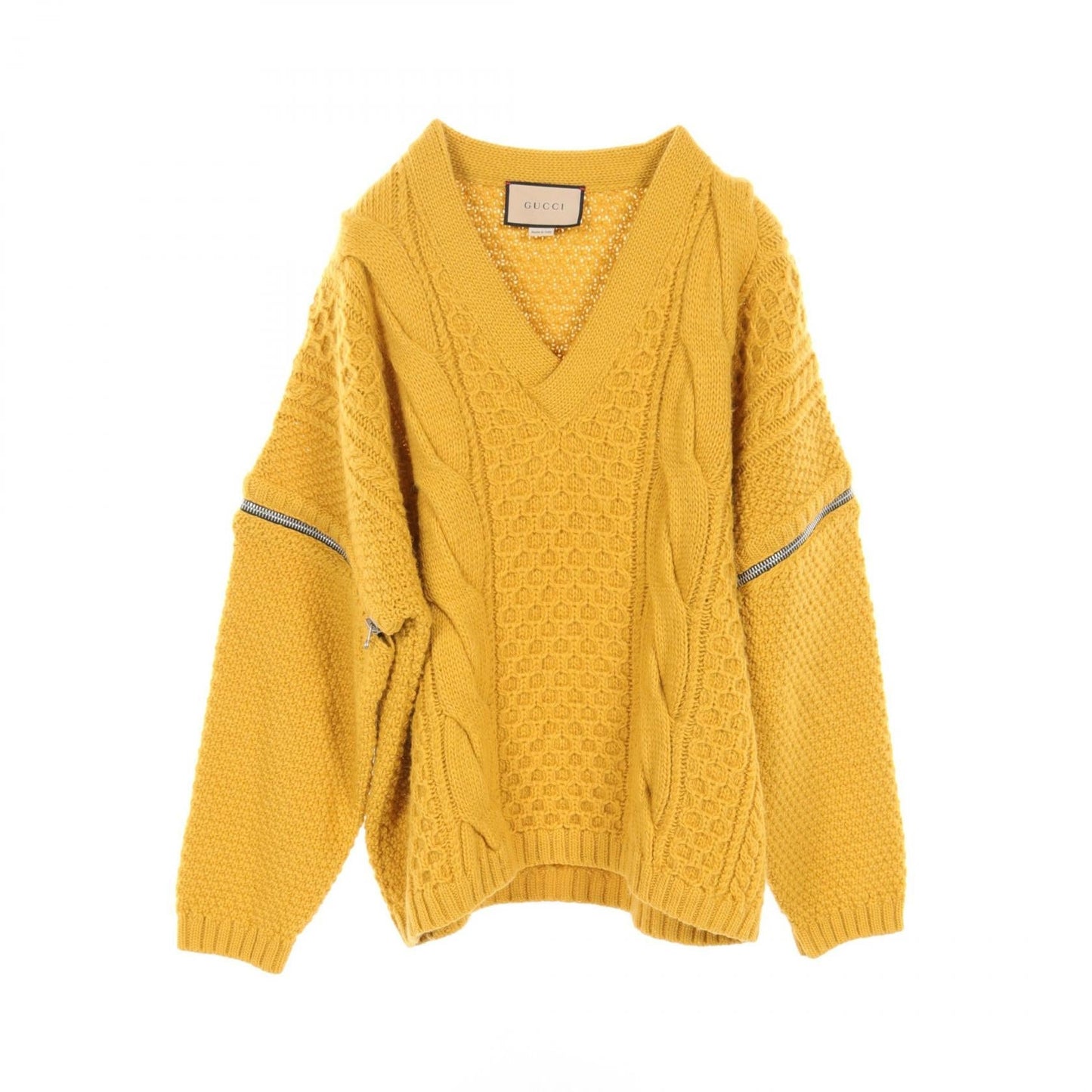 Luxury Gucci Trending 2025 Knit Cable Knit Wool Orange yellow Detachable sleeves