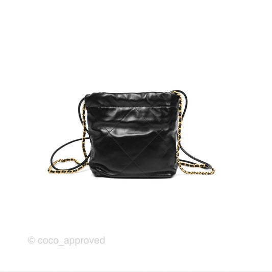 Chanel 22 Mini Bag Black Crumpled Calfskin