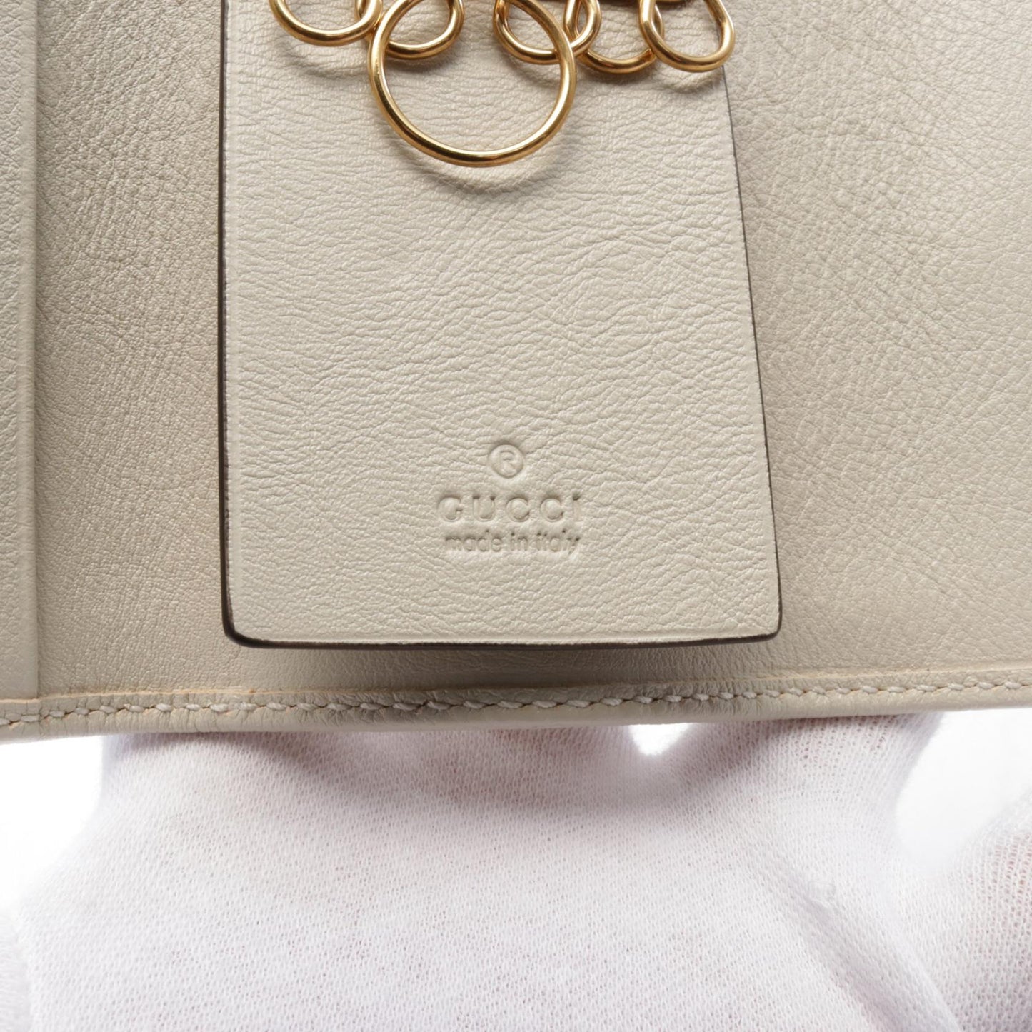 Luxury Gucci Trending 2025 Bamboo 6 key Key case Leather Beige