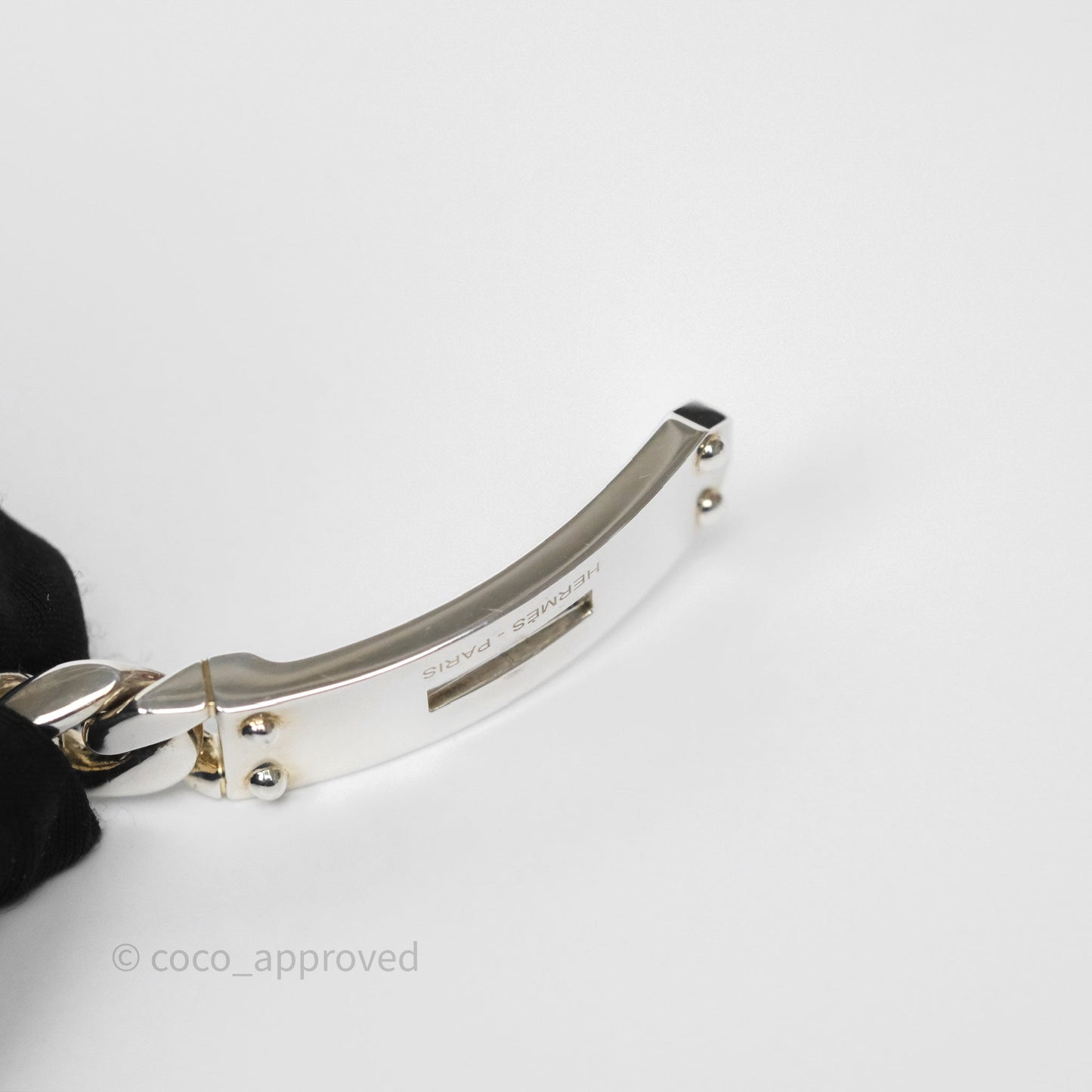 Hermes Kelly Gourmette GM Bracelet Silver Size ST