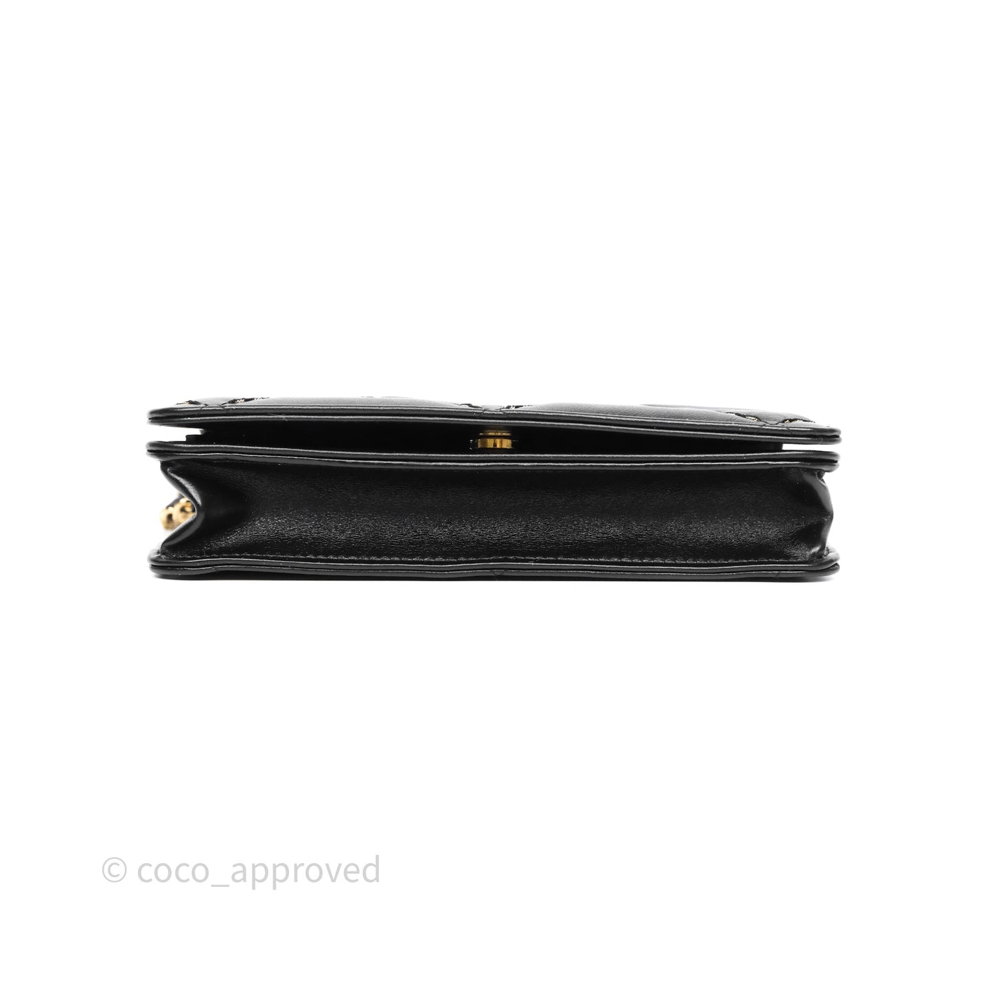 Chanel Quilted Wallet on Chain WOC Stitching Black Calfskin Gold Hardware