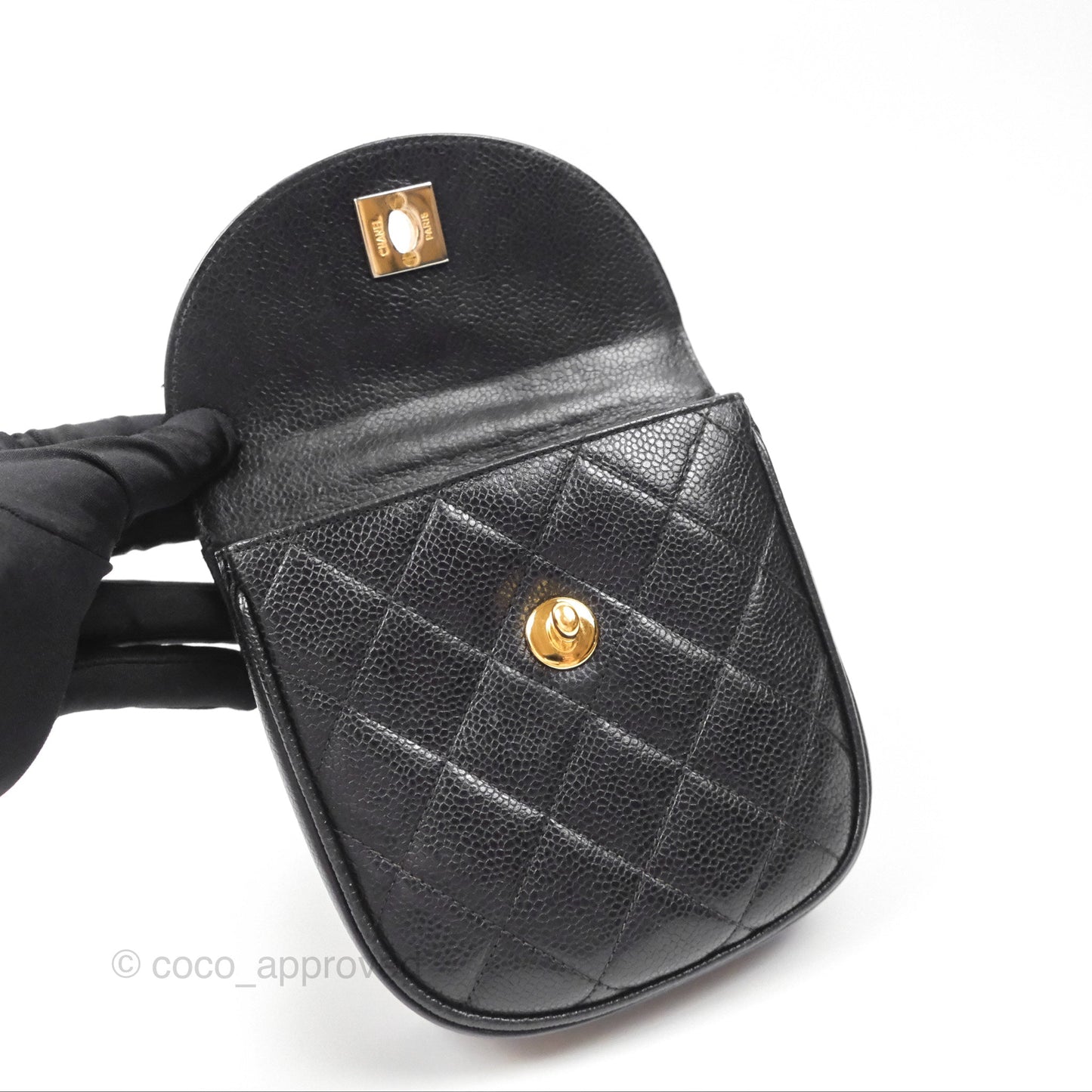 Chanel Vintage Belt Bag Black Caviar 24K Gold Hardware