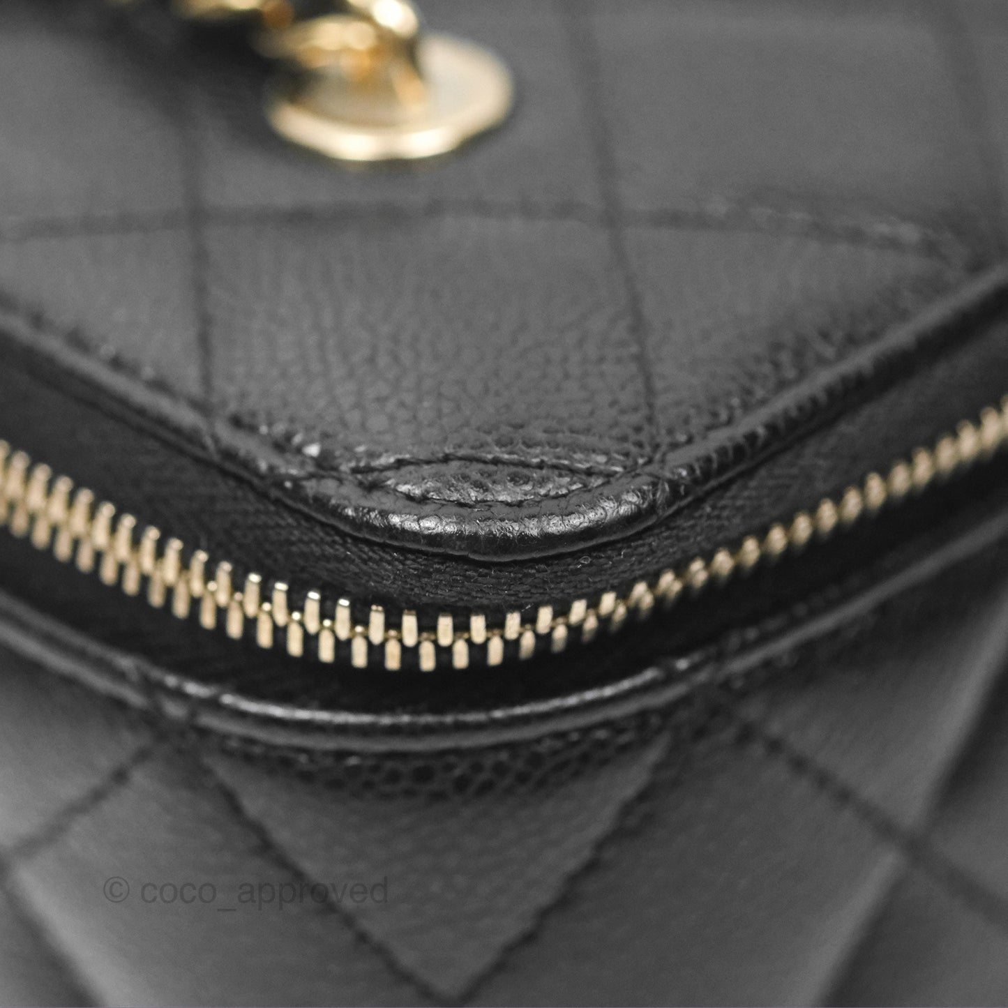 Chanel Vanity Rectangular With Chain Black Caviar Gold Hardware