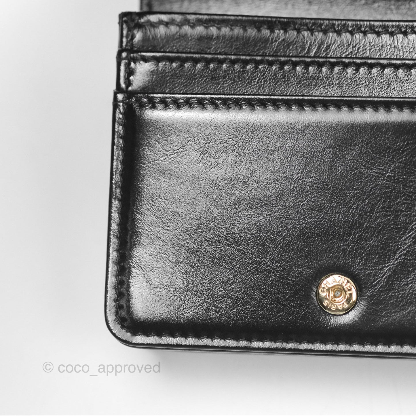 Chanel 31 Card Holder Shiny Black Calfskin Gold Hardware 24C