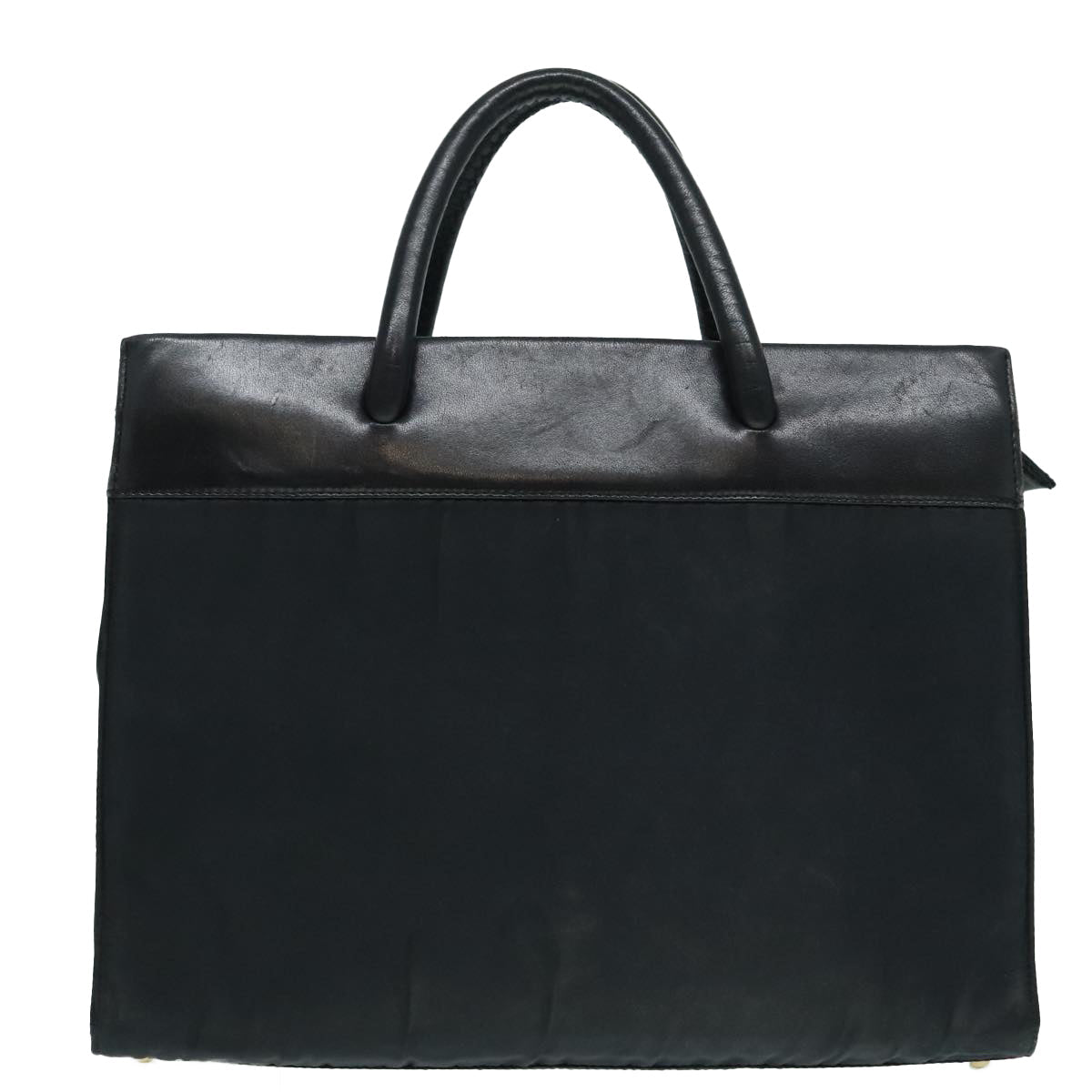 Luxury Prada Hand Bag Nylon Leather Black Gold  94611