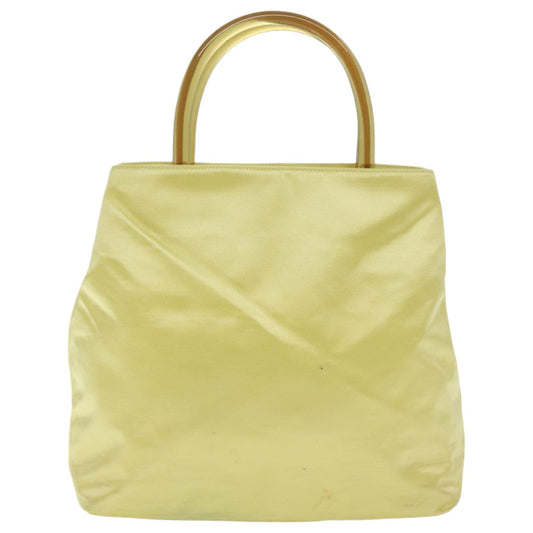 Luxury Prada Hand Bag Satin Yellow Silver  94612