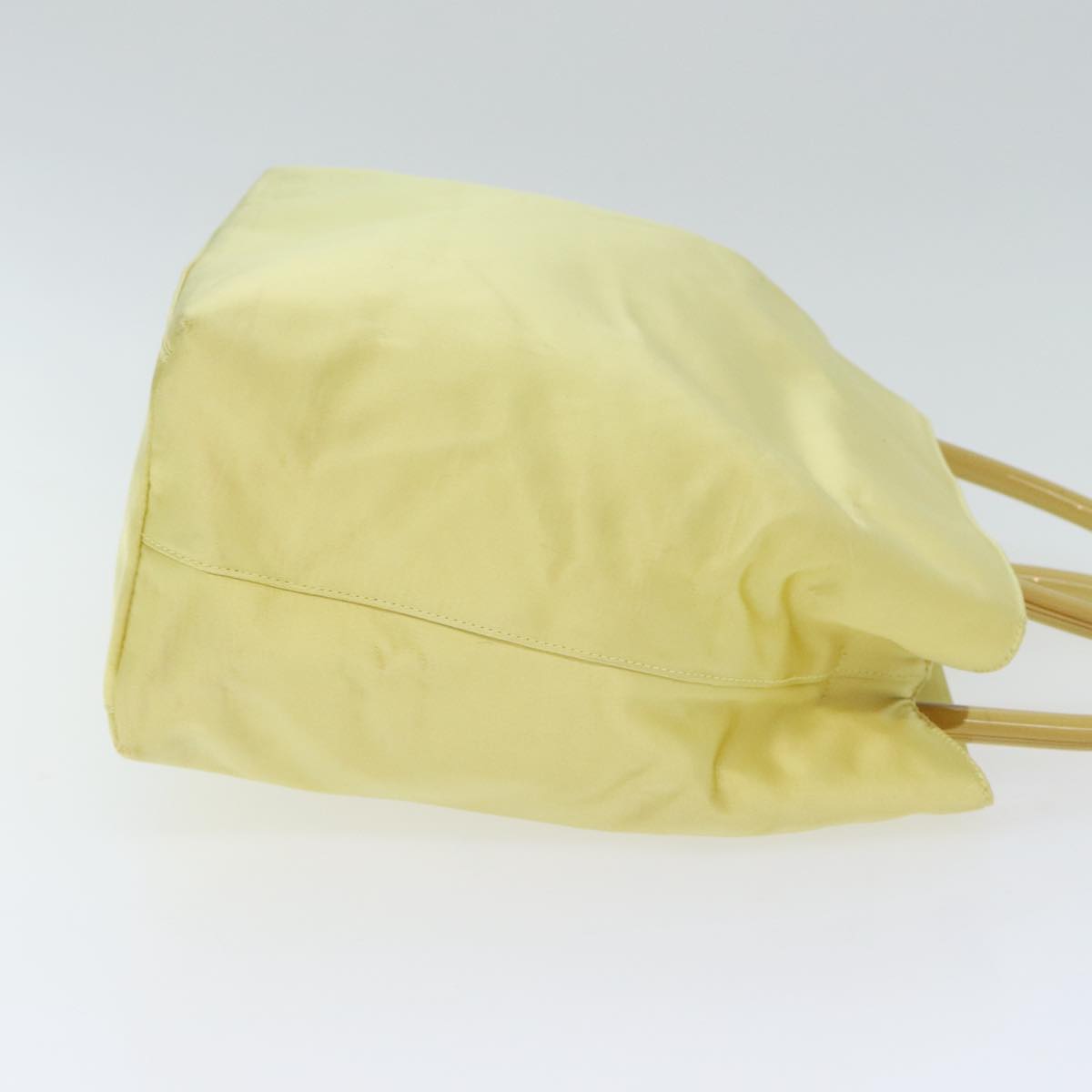Luxury Prada Hand Bag Satin Yellow Silver  94612