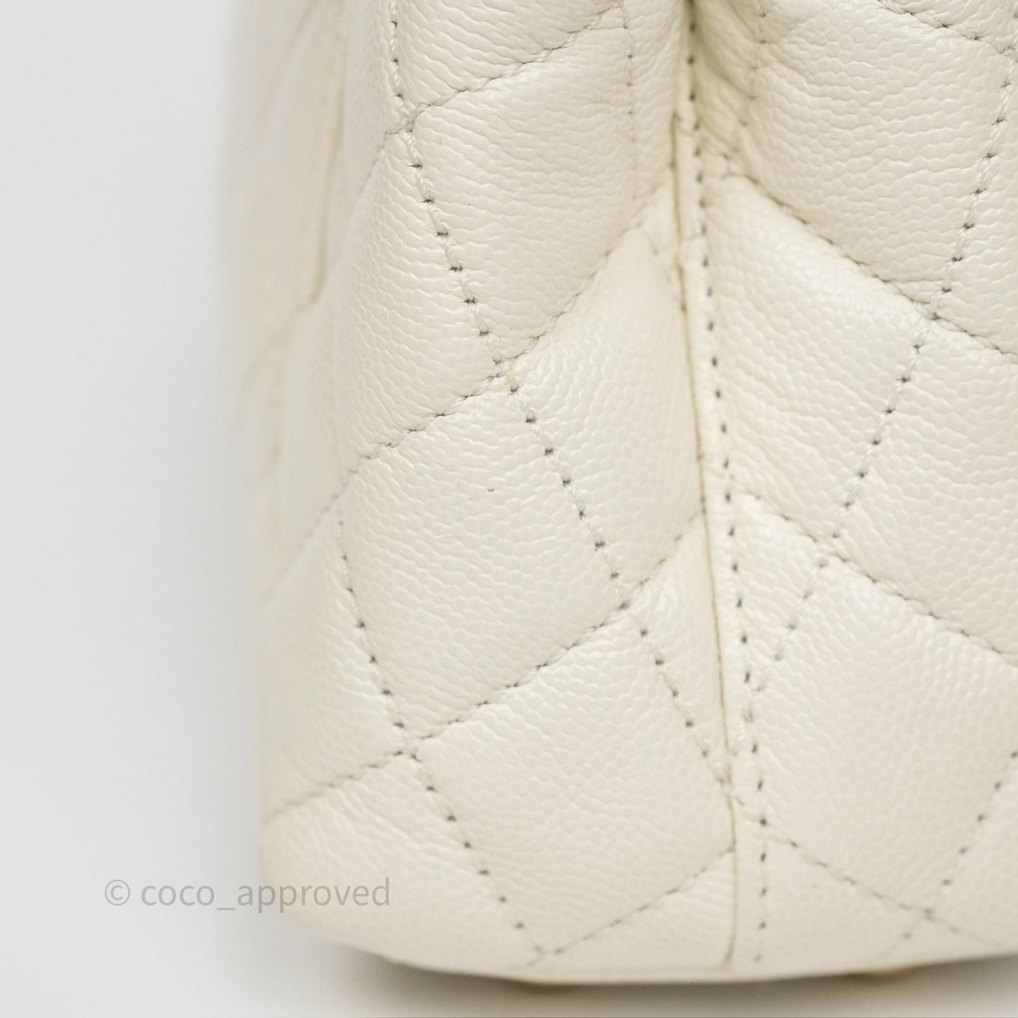 Chanel Mini Coco Handle Quilted Ivory White Caviar Gold Hardware
