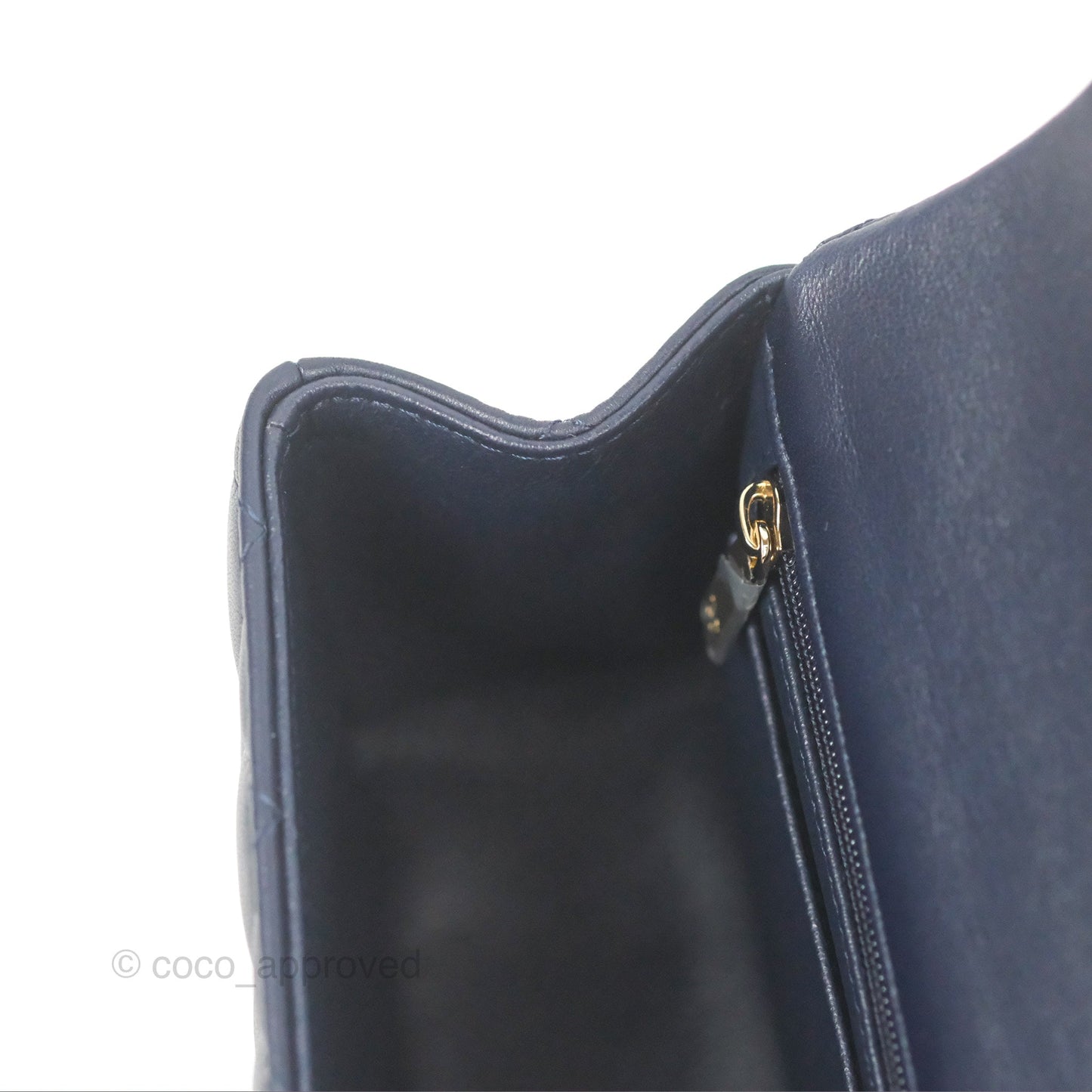 Chanel Top Handle Mini Rectangular Flap Bag Navy Lambskin Gold Hardware