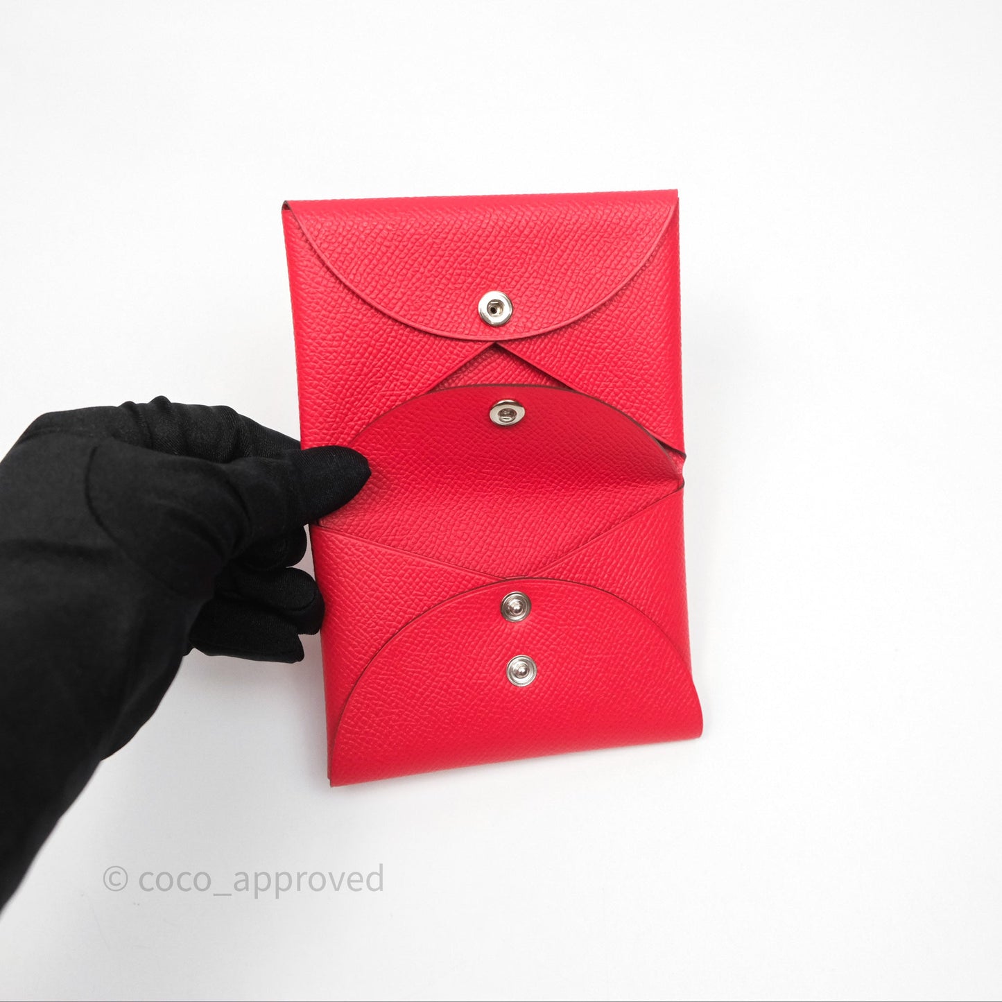 Hermès Calvi Duo Compact Card Holder Rouge De Coeur