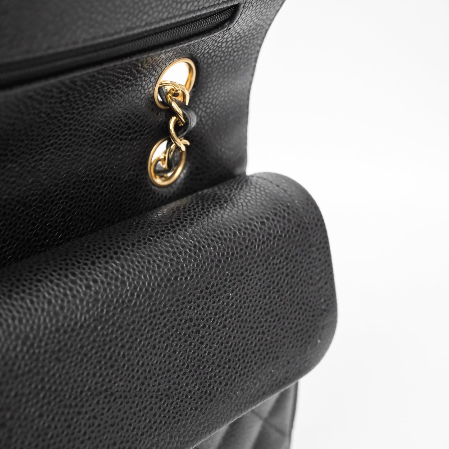 Chanel Classic M/L Medium Flap Quilted Black Caviar Gold Hardware