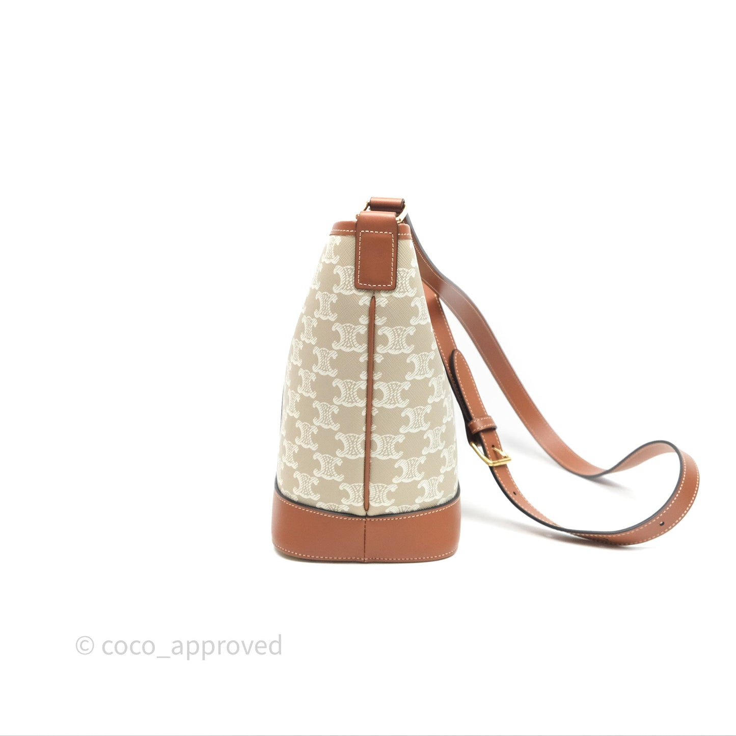 Celine Small Bucket Triomphe Canvas Grege Calfskin