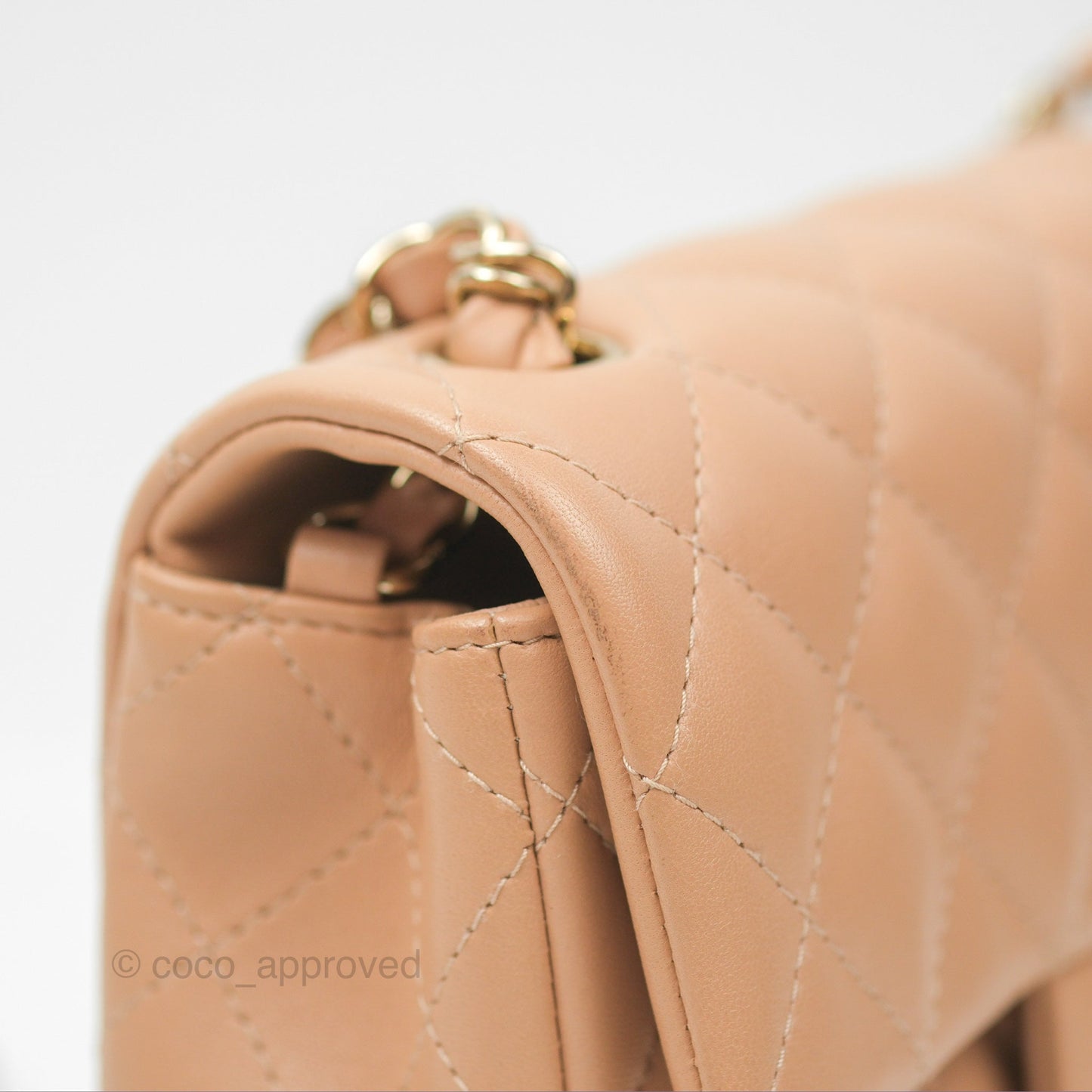 Chanel Quilted Mini Rectangular Beige Lambskin Gold Hardware