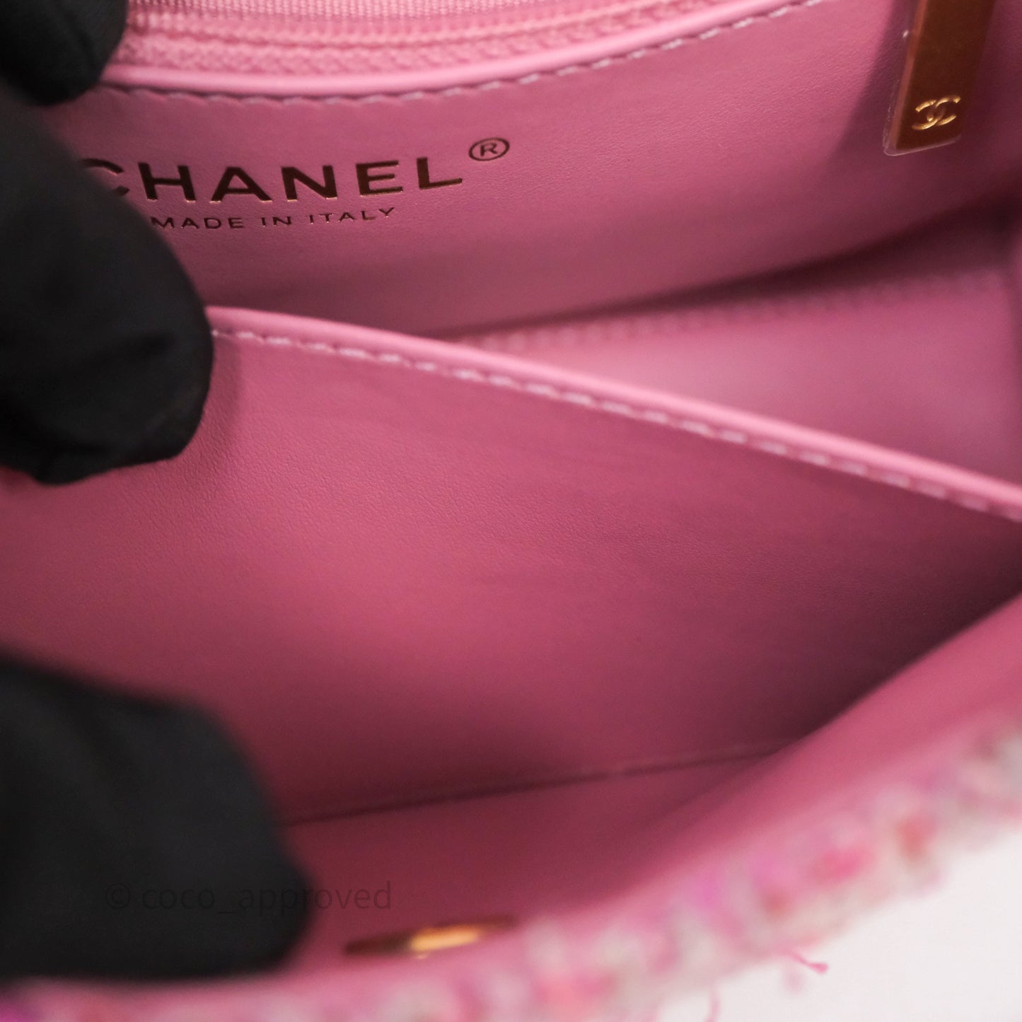 Chanel Kelly Bag Pink Tweed Aged Gold Hardware