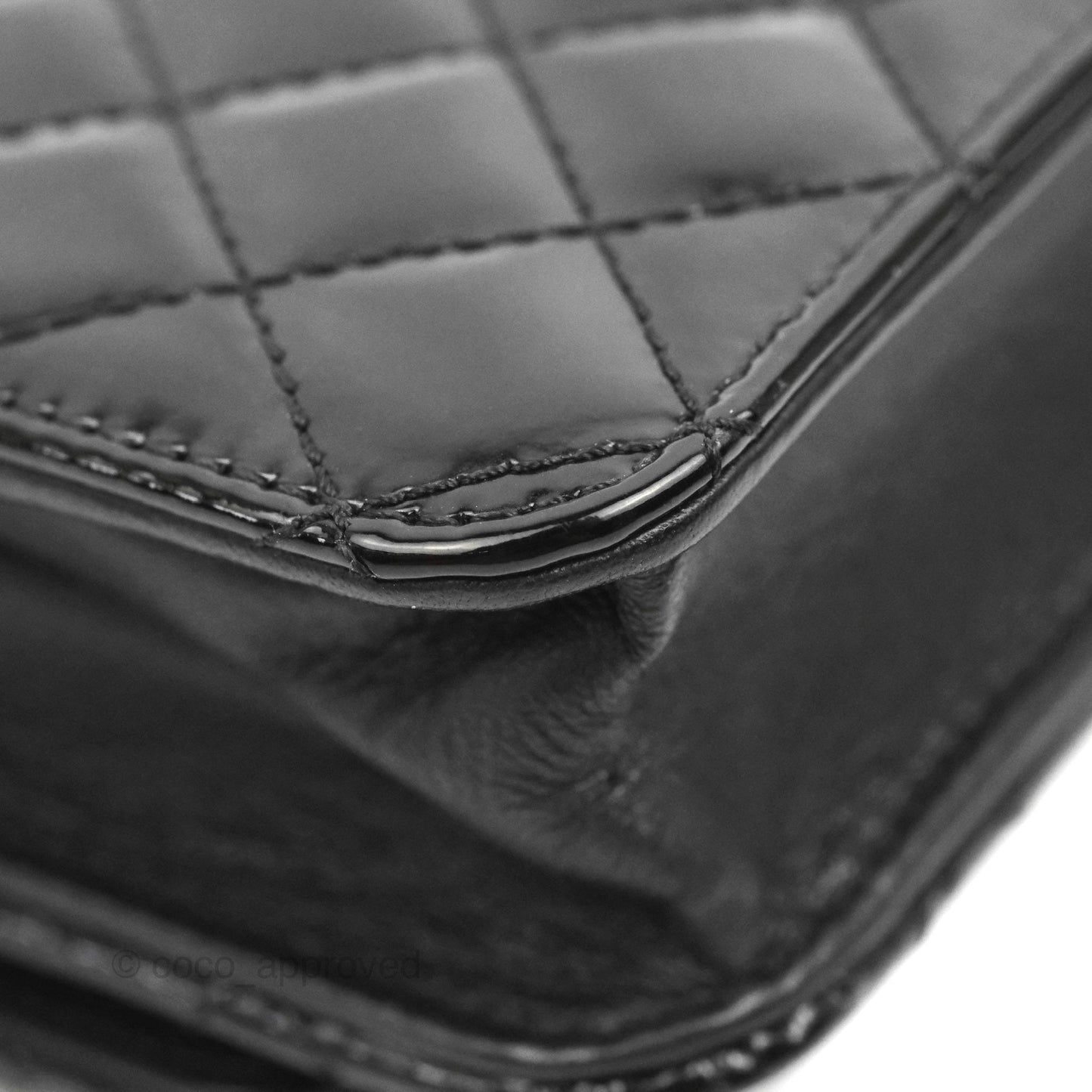 Chanel Golden Class Wallet On Chain WOC Black Patent Gold Hardware