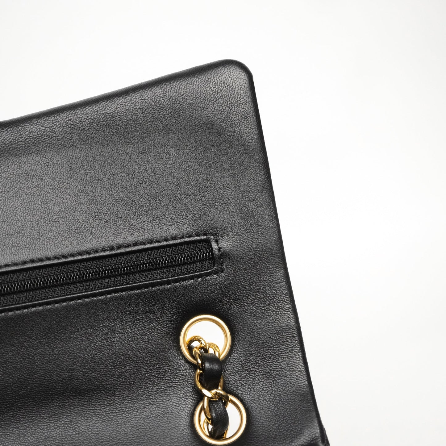 Chanel Classic M/L Medium Flap Quilted Black Lambskin Gold Hardware