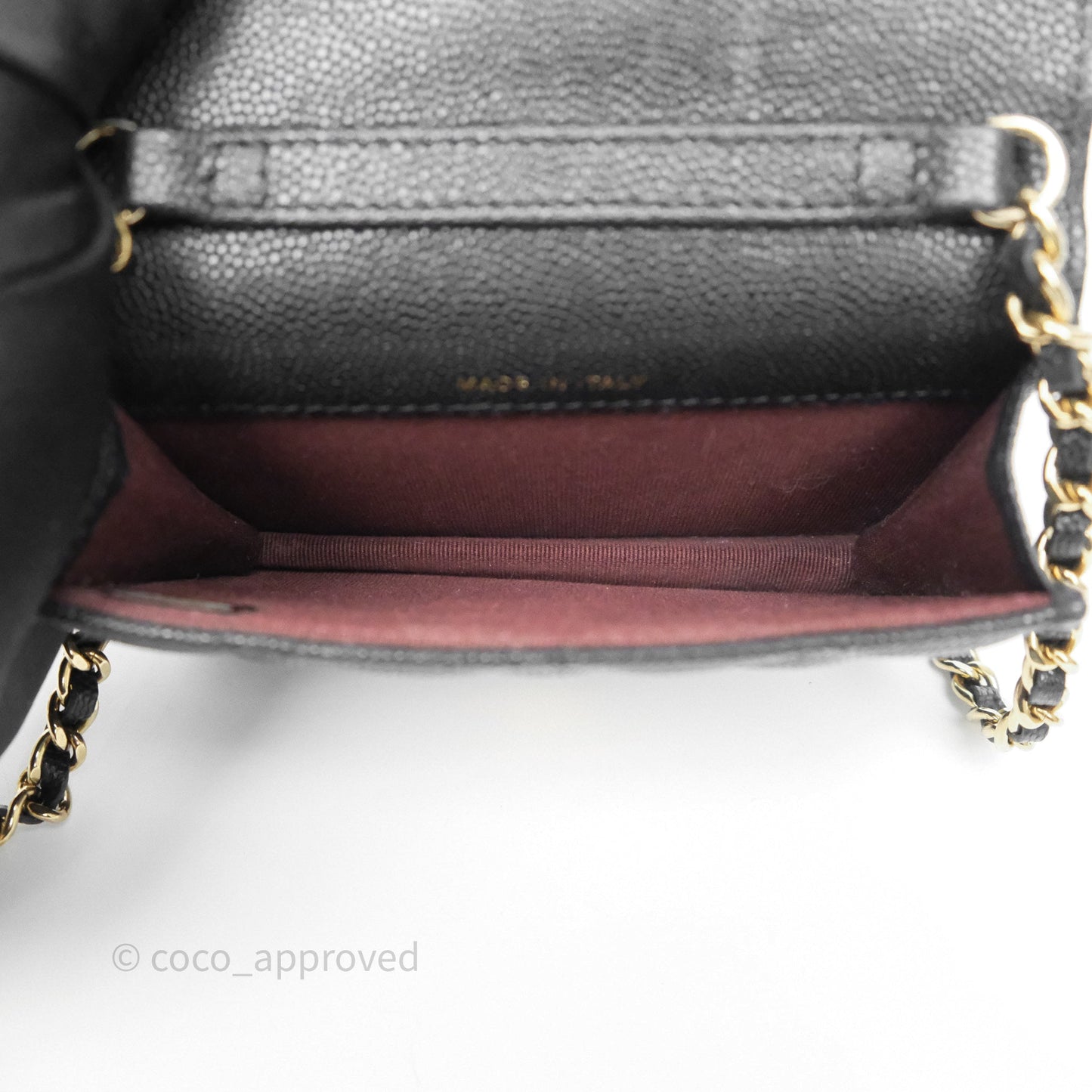 Chanel Mini Wallet With Chain Black Caviar Gold Hardware