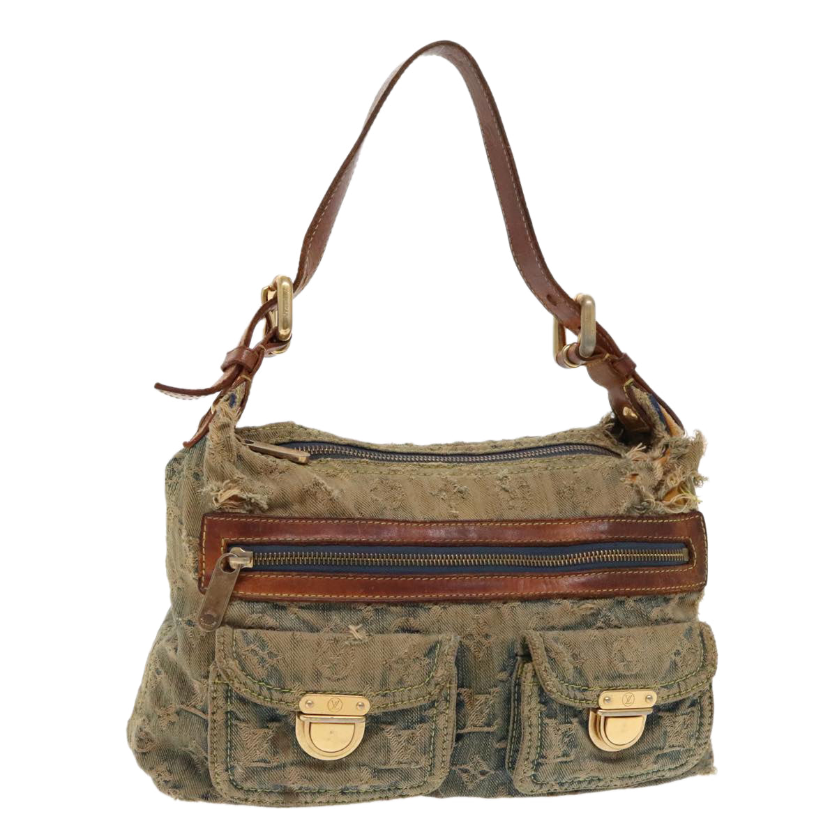 LOUIS VUITTON Monogram denim Buggy PM Shoulder Bag Blue M95049 LV 94703