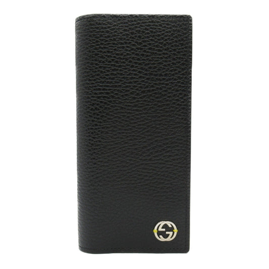 Luxury Gucci Trending 2025 Interlocking G Zip Long Wallet Bi-fold Long Wallet Leather Black Yellow