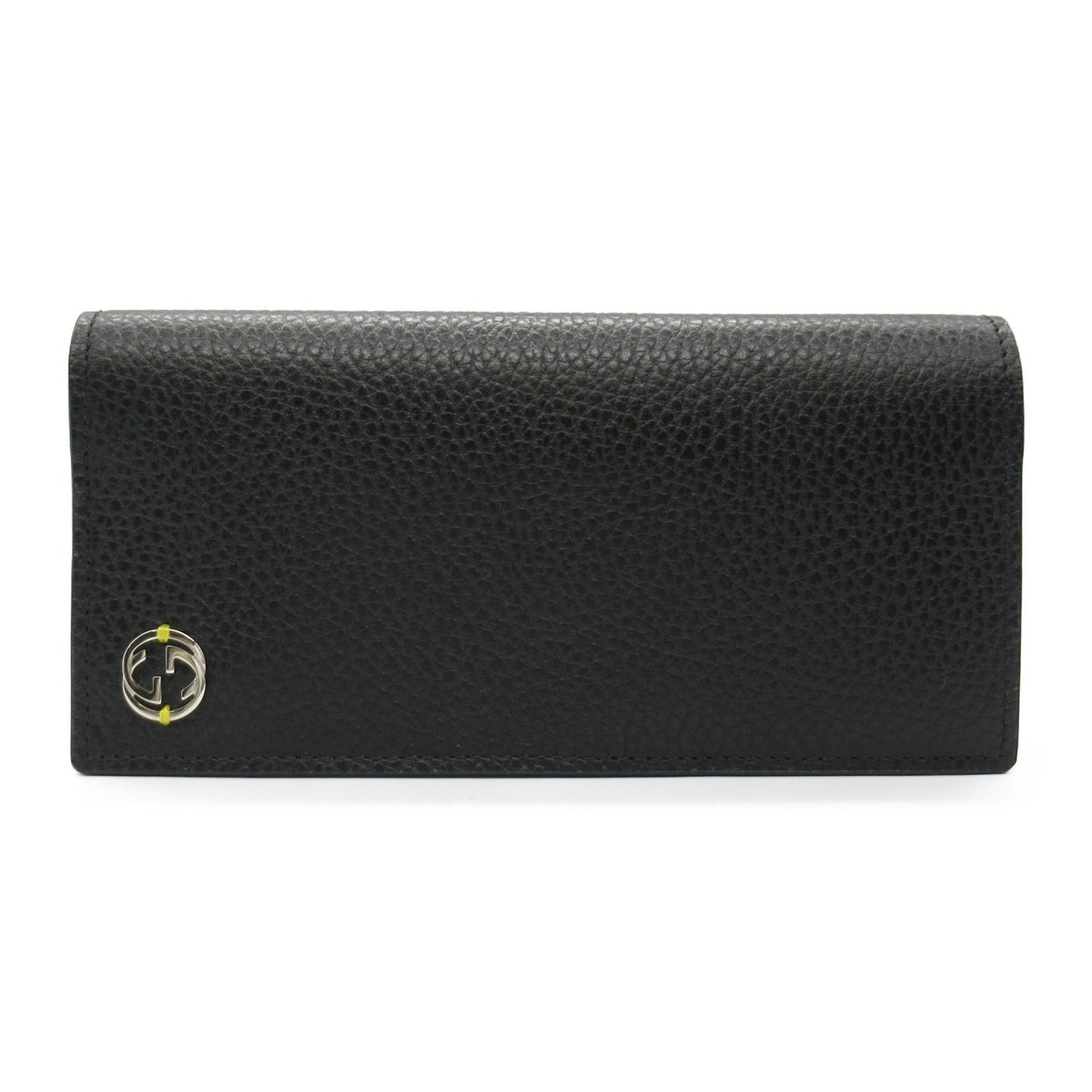 Luxury Gucci Trending 2025 Interlocking G Zip Long Wallet Bi-fold Long Wallet Leather Black Yellow