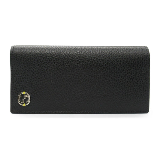 Luxury Gucci Trending 2025 Interlocking G Zip Long Wallet Bi-fold Long Wallet Leather Black Yellow