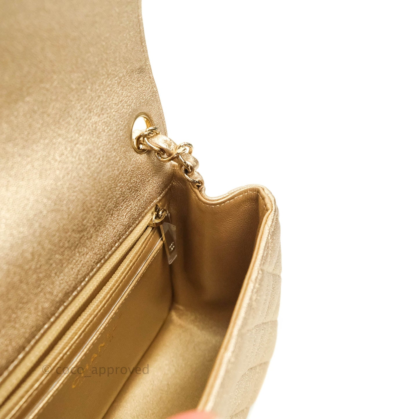 Chanel Classic Quilted Mini Square Gold Lambskin Gold Hardware 21P
