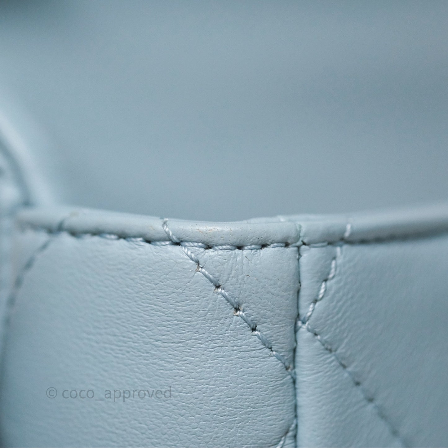Chanel Quilted Enamel Pending CC Mini Square Flap Baby Blue Lambskin 22P