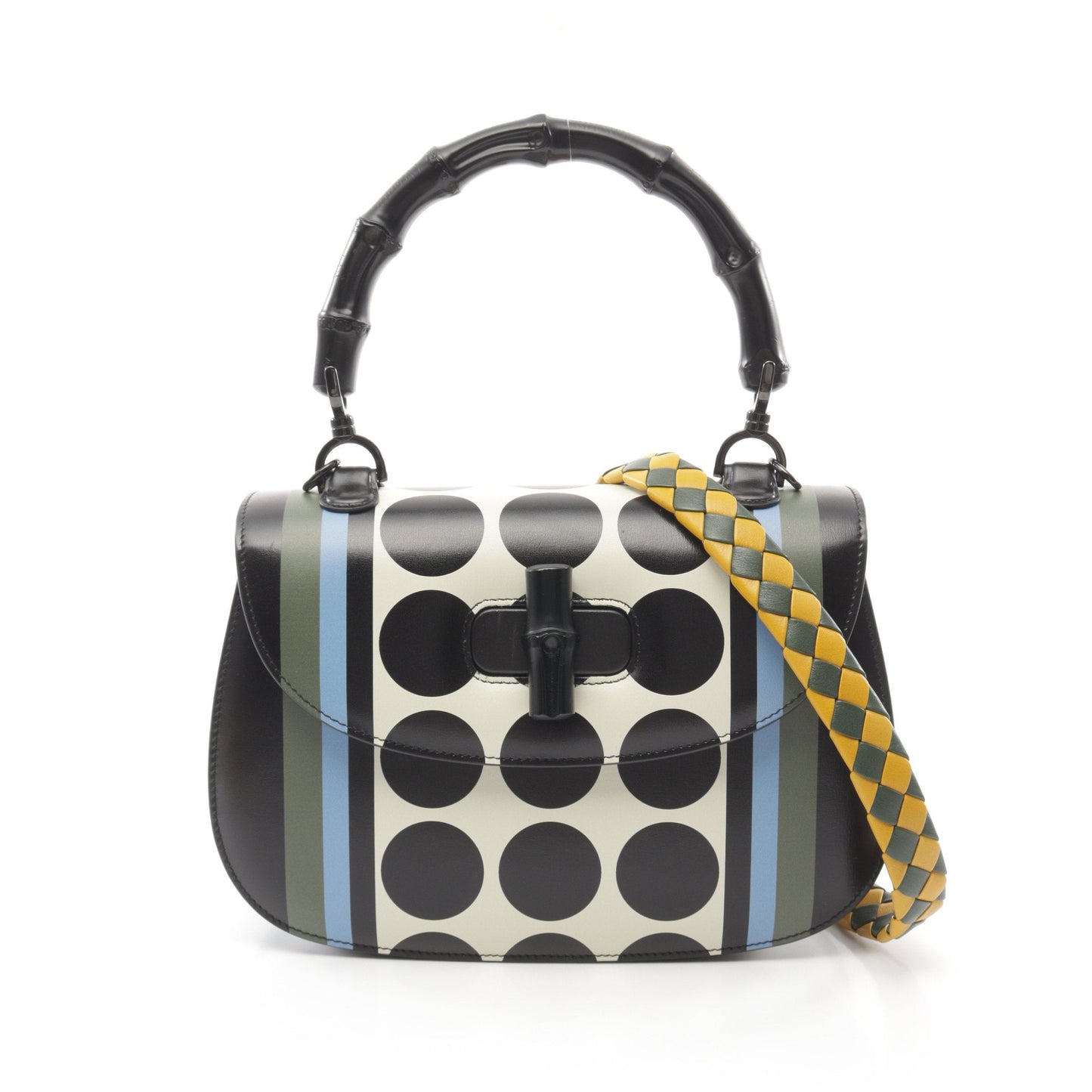 Luxury Gucci Trending 2025 Bamboo 1947 Handbag Leather Black Multicolor 2WAY