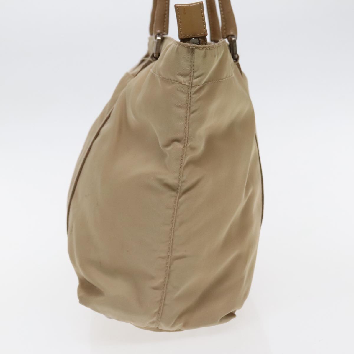 Luxury Prada Shoulder Bag Nylon Beige Silver  94787